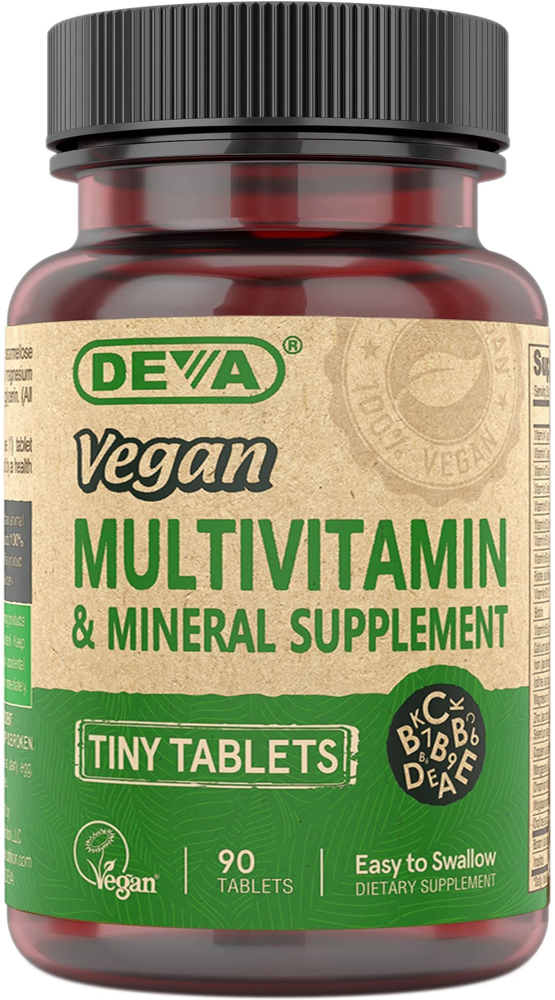Deva Vegan Multivitamin, Mineral Supplement, Tiny Tablets, 90 Count Bottle