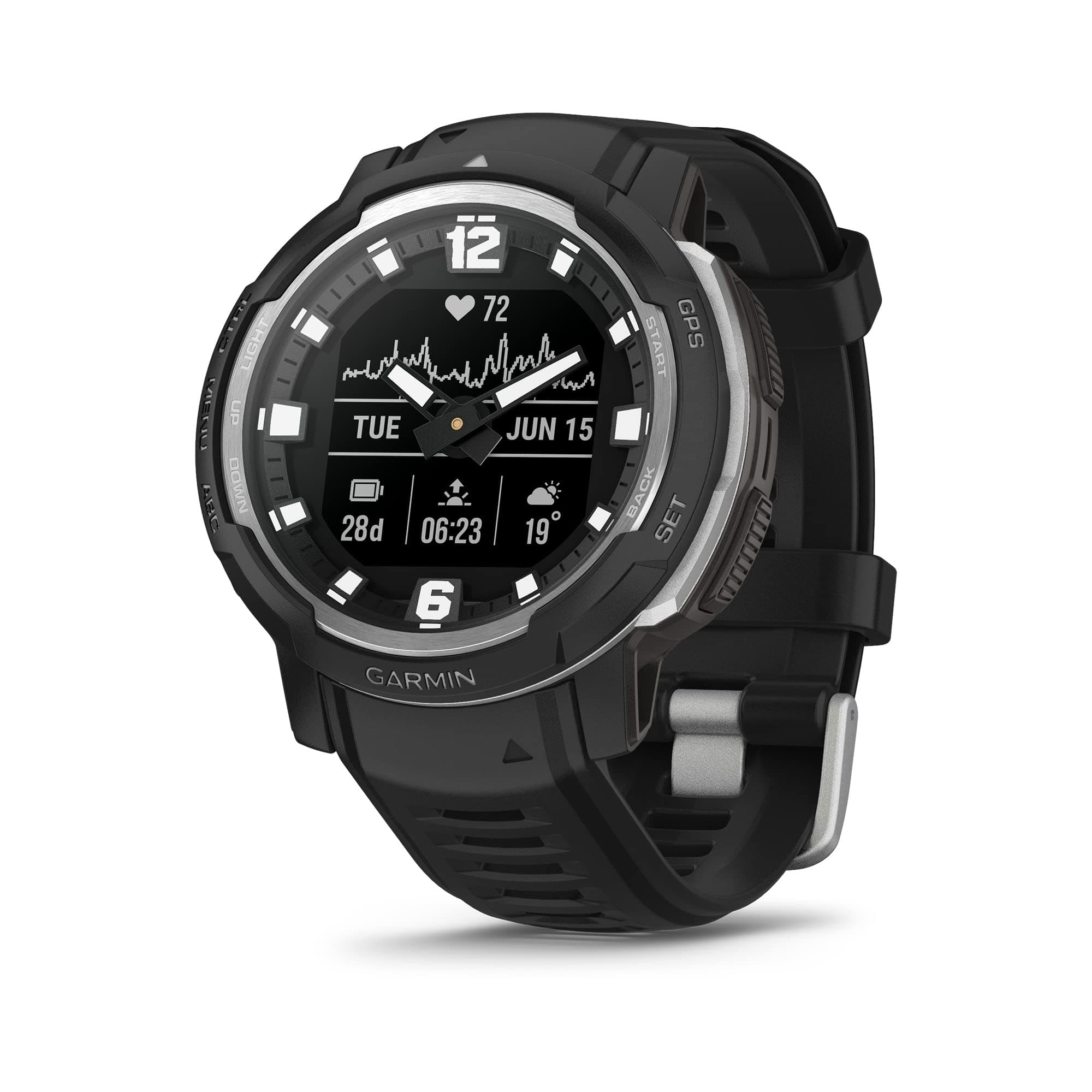 Instinct Crossover, Rugged Hybrid Smartwatch, Analog Hands and Digital Display, Black
