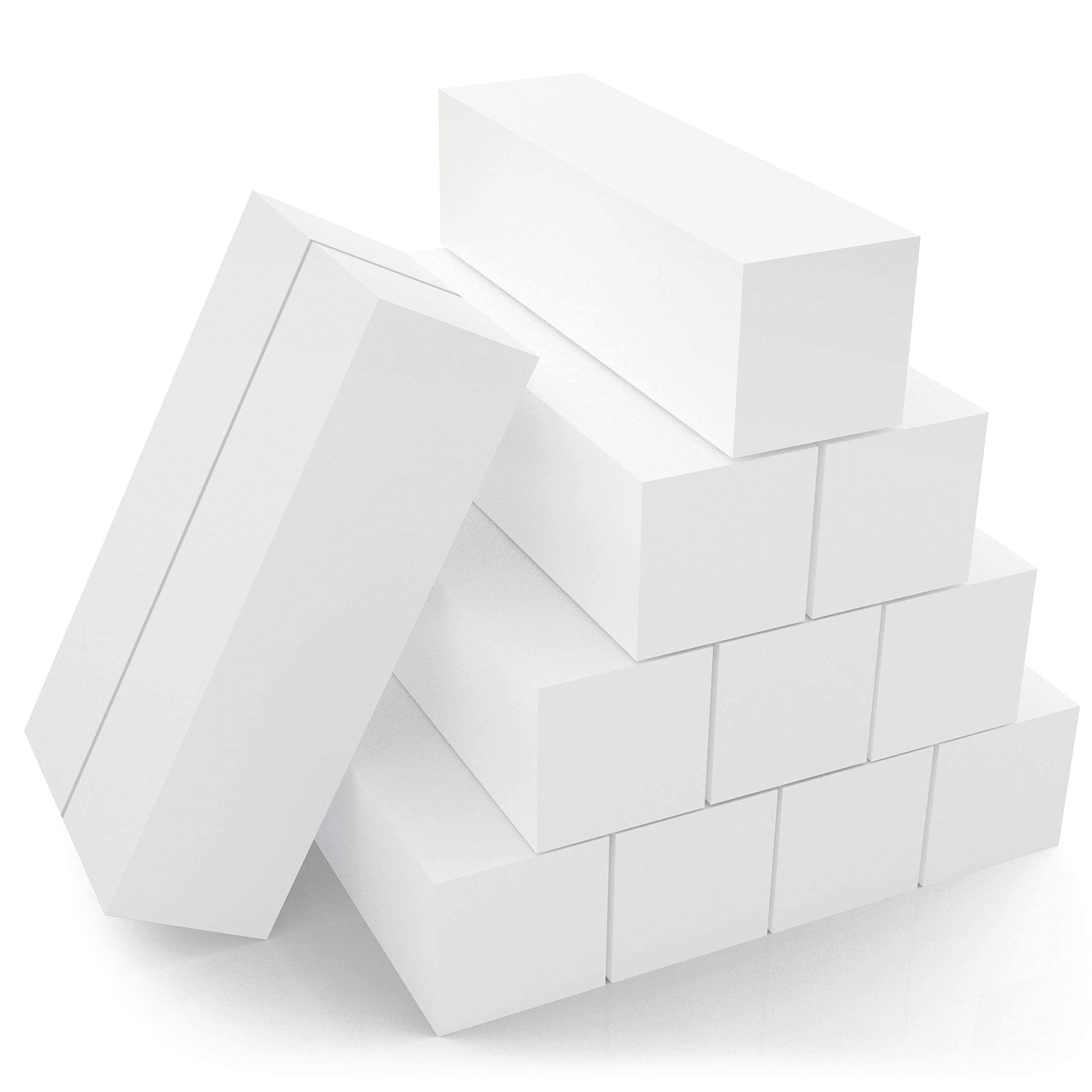 12-Pack, Nail Buffer Blocks for Natural and Acrylic Nails, 4 Sided, Medium Grit (White)