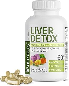 Liver Detox Advanced Detox & Cleansing Formula Supports Health Liver Function with Milk Thistle, Dandelion Extract, Turmeric, Artichoke Leaf & More, Non-GMO, 60 Vegetarian Capsules