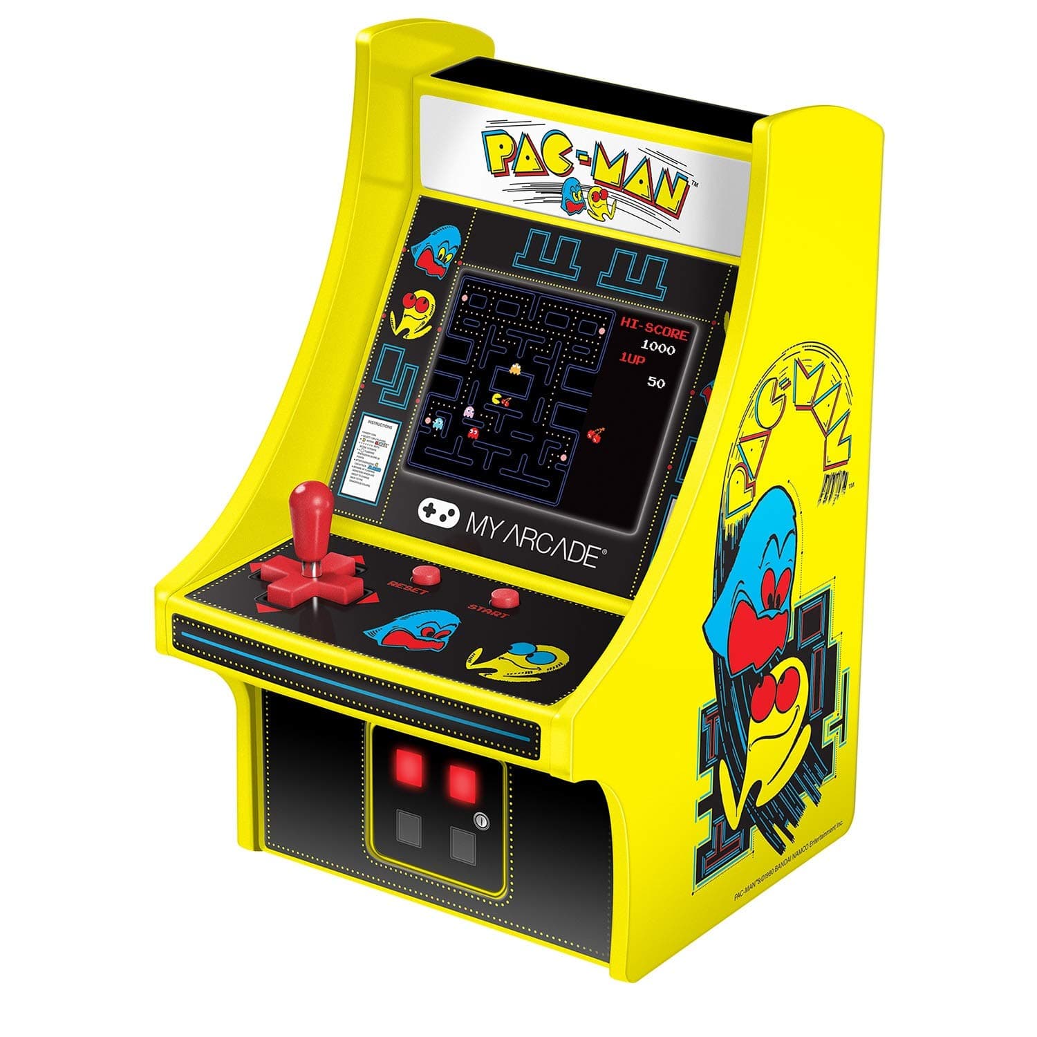 My Arcade Micro Player Mini Arcade Machine: Pac-Man Video Game, Fully Playable, 6.75 Inch Collectible, Color Display, Speaker, Volume Buttons, Headphone Jack - Electronic Games