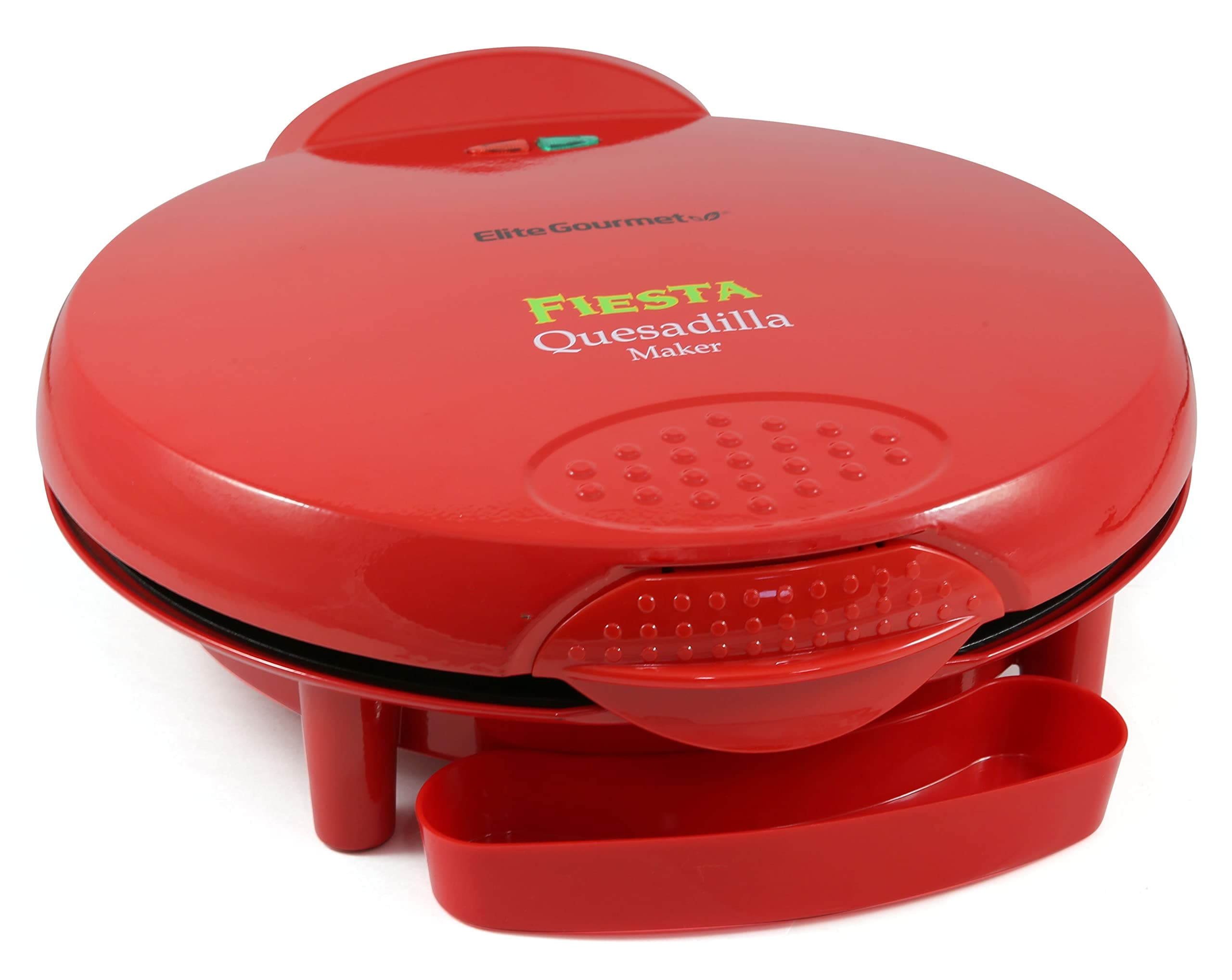 EQD-118# Electric Non-Stick 11" Quesadilla Maker, Easy-Slice 6-Wedge, Grilled Cheese Corn Flour Tortilla Snacks, Red