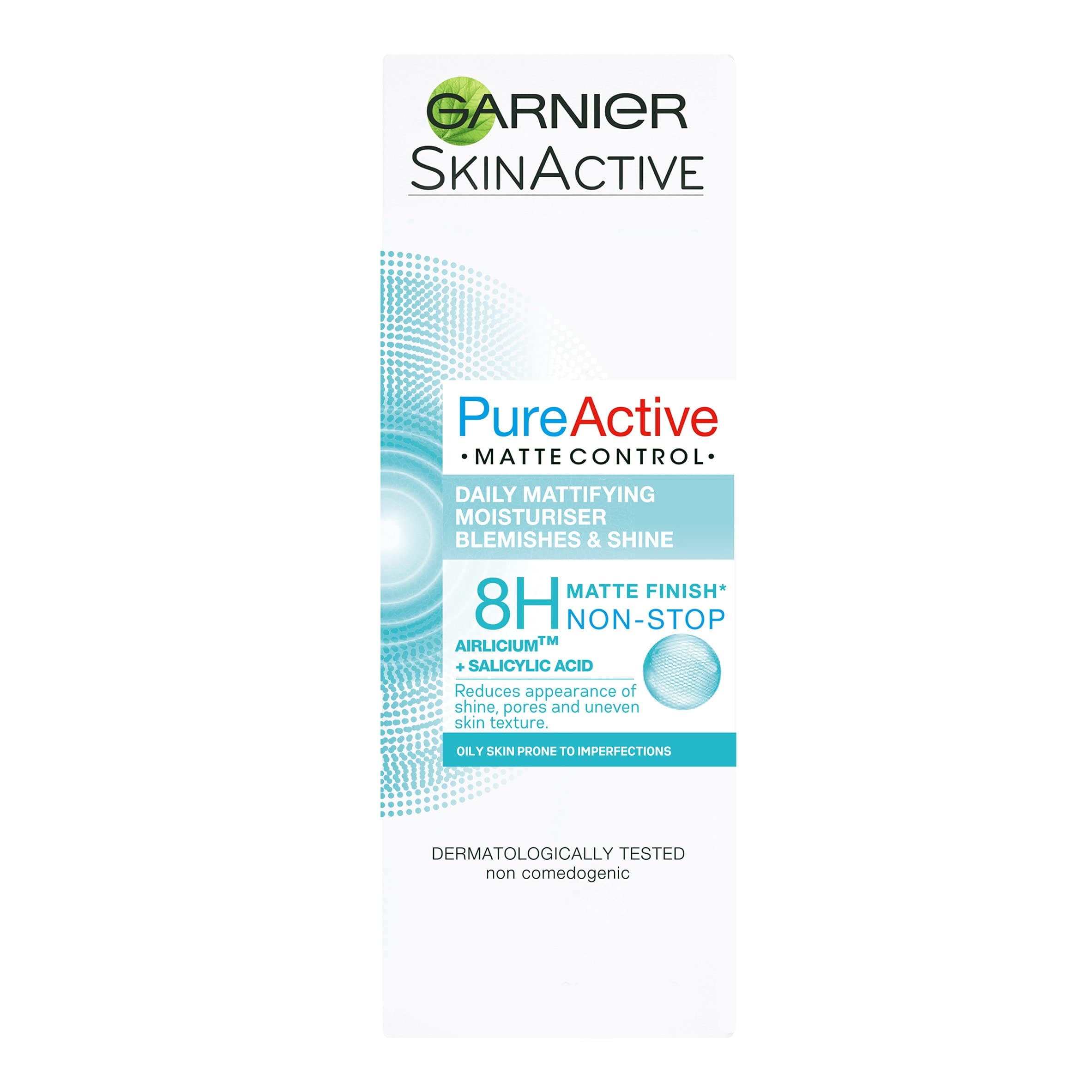 Garnier Pure Active Matte Control Anti-Blemish Face Moisturiser 50ml, Face Care For Oily Skin, With Salicylic Acid & Mineral Silica, Ultra Light Soothing Gel Texture, Dermatologically Tested