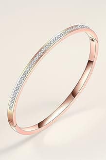 Anti Tarnish Jewellery | 18K Gold Plated Stainless Steel Openable Crystal Bracelet | Latest Stylish Cuff Bangle | Love Friendship Couples Gifts for Women Girls Mother Sister Wife Girlfriend