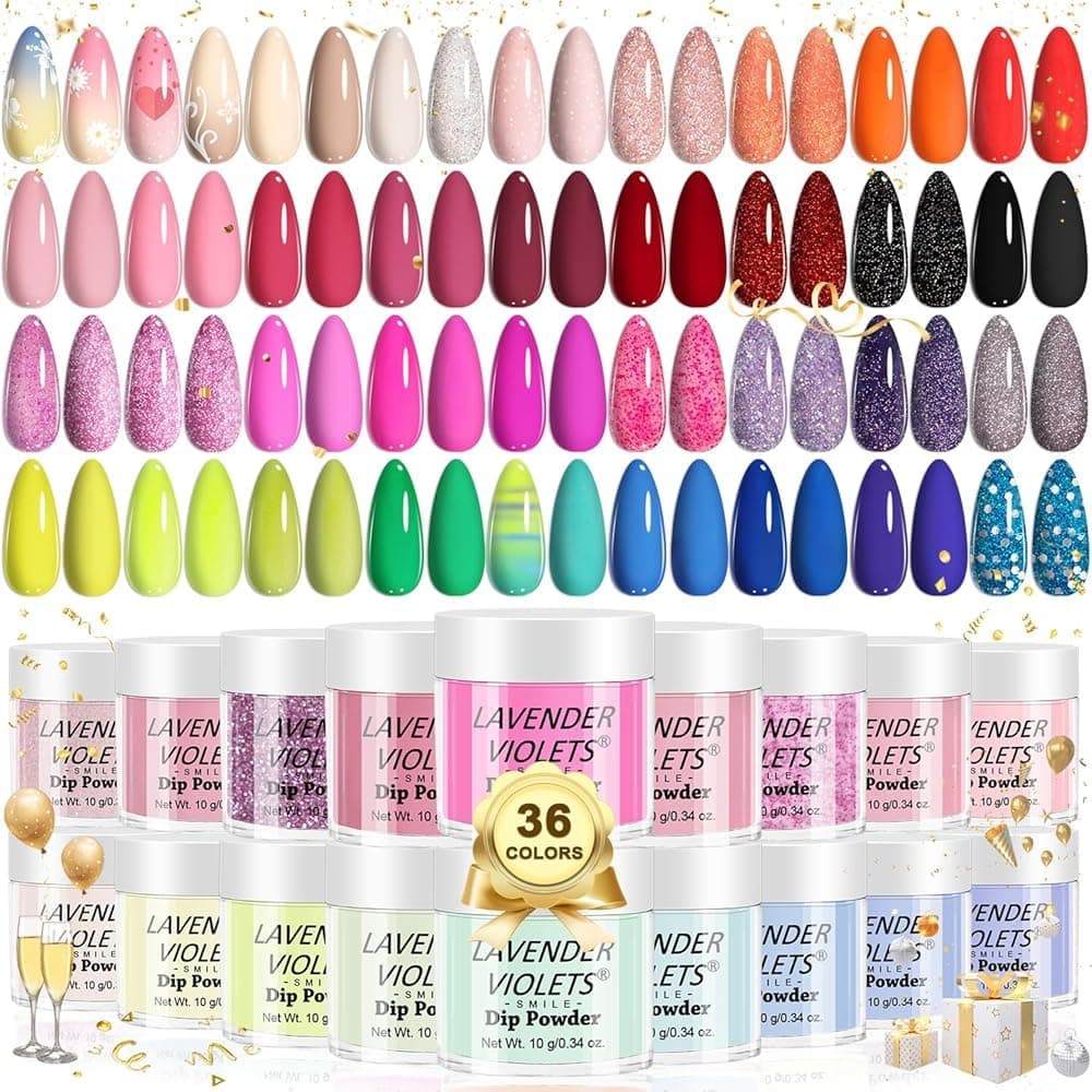 36 Colors Dip Powder Nail Kit Starter Quick Drying Dipping Powder Colors Set French Nail Nude Neon All Seasons for Home Salon M950