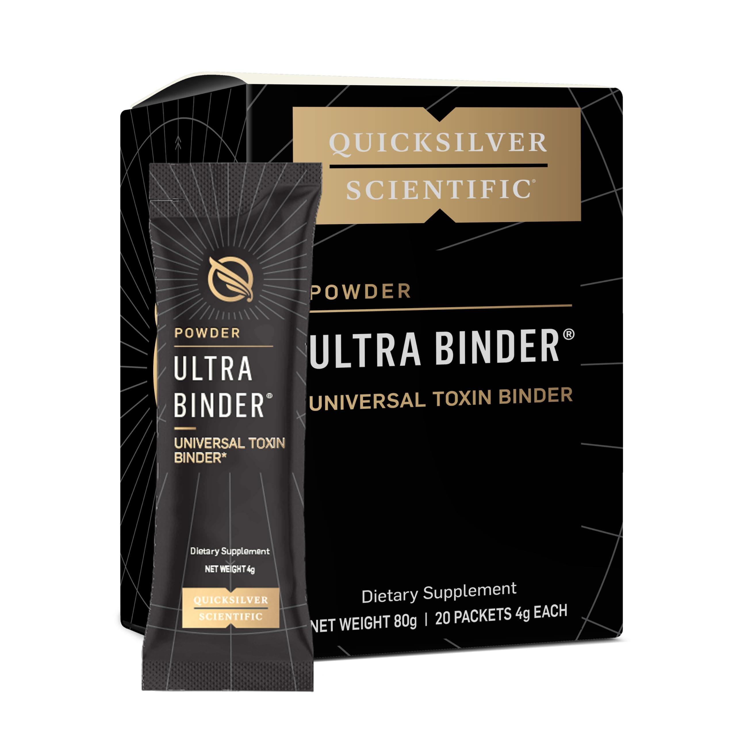 Quicksilver Scientific Ultra Binder Stick Packets - Multi Binder with Bentonite Clay Powder, Zeolite Detox & Charcoal - Supplement for Gut Support & The Body's Toxin Removal Process (20 Sticks)