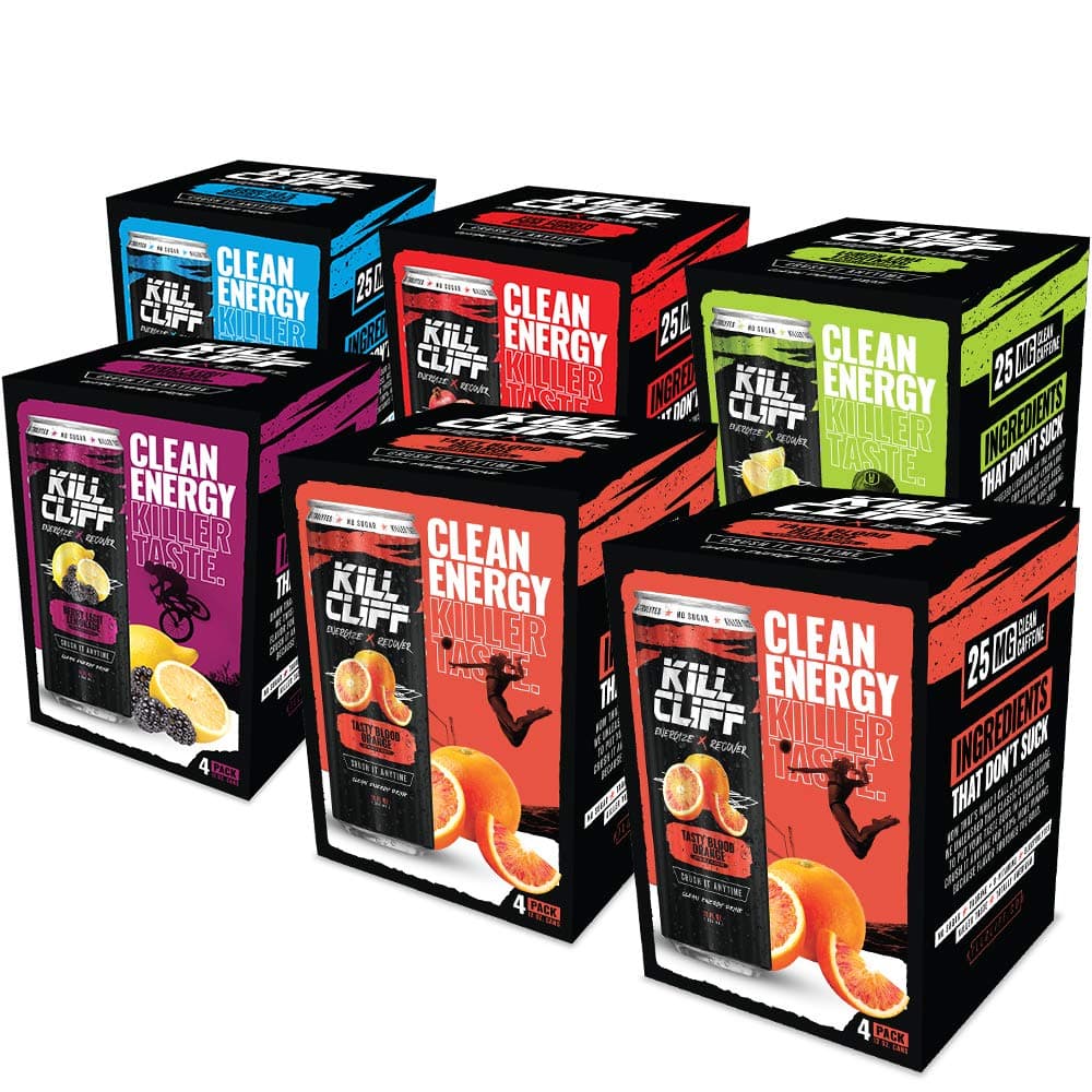 Kill Cliff Recovery Variety Pack | Hydration, Low Cal, Electrolytes, B-Vitamins | Includes: 8 Blood Orange, 4 Blackberry Lemonade, 4 Lemon Lime, 4 Pomegranate Punch, 4 Raspberry Blueberry (24 count)