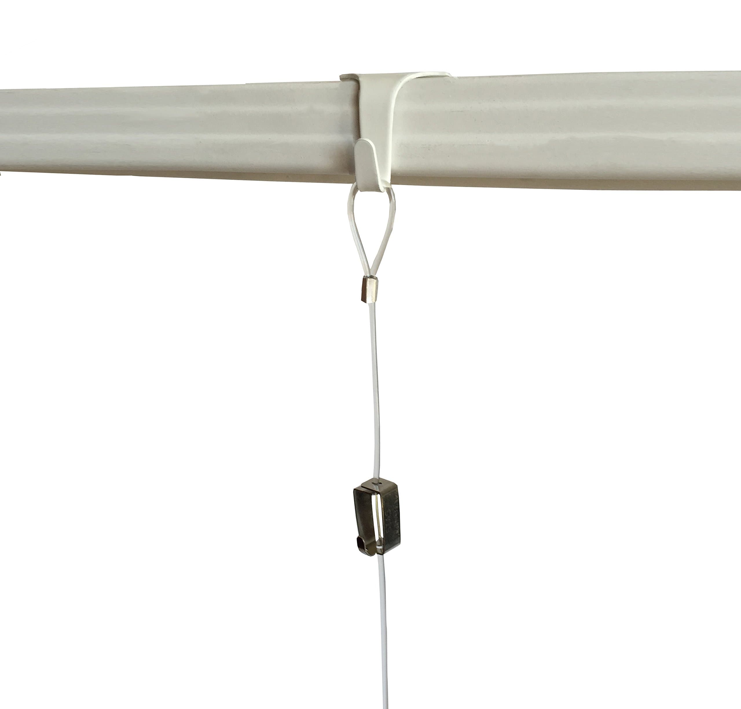 STAS 10-Pack Picture Molding Hook Set - Includes Crown Moulding Hooks + Clear Looped end Cables + STAS smartspring Picture Hook (White Picture Rail Hooks, 78 inch Cord, Adjustable Hook)