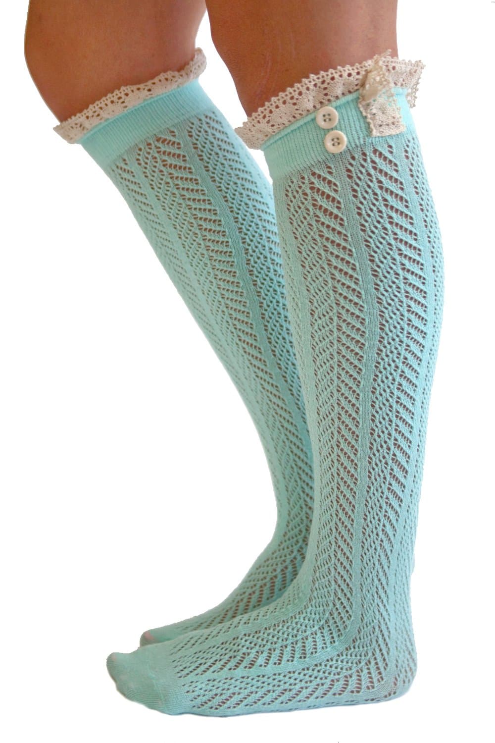 The Original Button Boot Socks with Lace Trim Boutique Socks