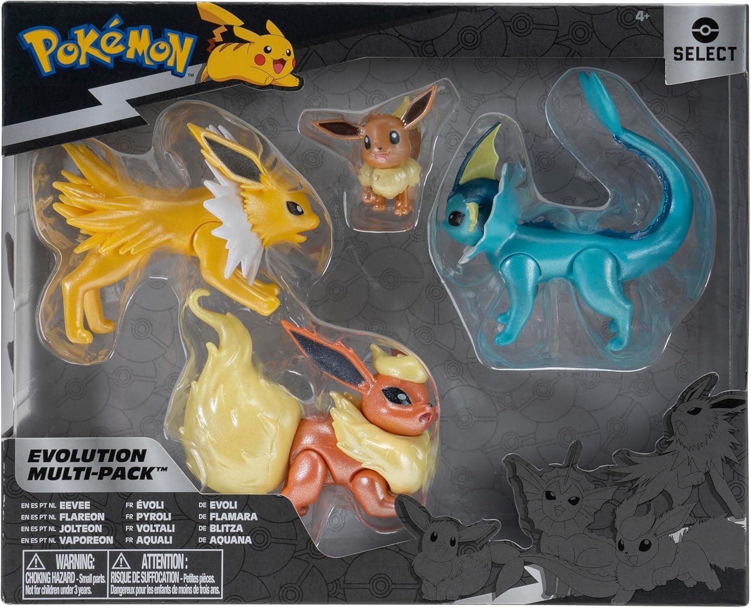 Pokemon Select Evolution Multipack (2" Eevee #1, 3" Jolteon, 3" Vaporeon, 3" Flareon) (PKW2837)