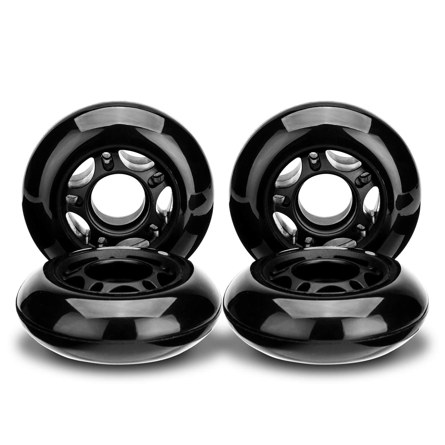 NONMON Inline Skate Wheels 72MM/80MM 85A Black 4 Pack，Replacement Wheel for Kids & Teens