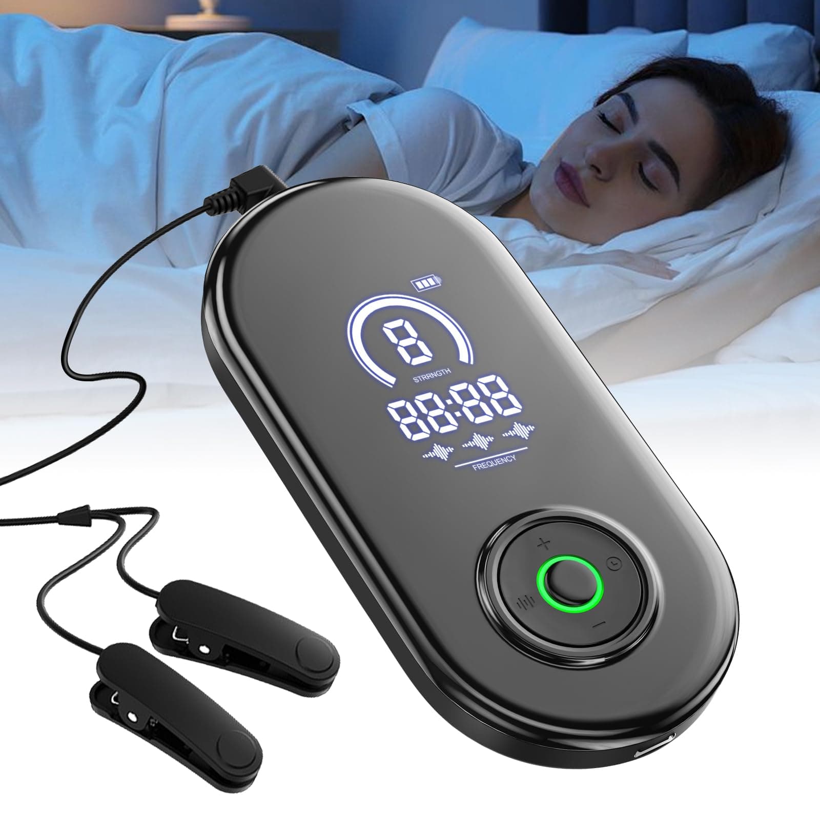 Advanced Sleep Aid Device with Ear Clips to Achieve Deep Restful Sleep