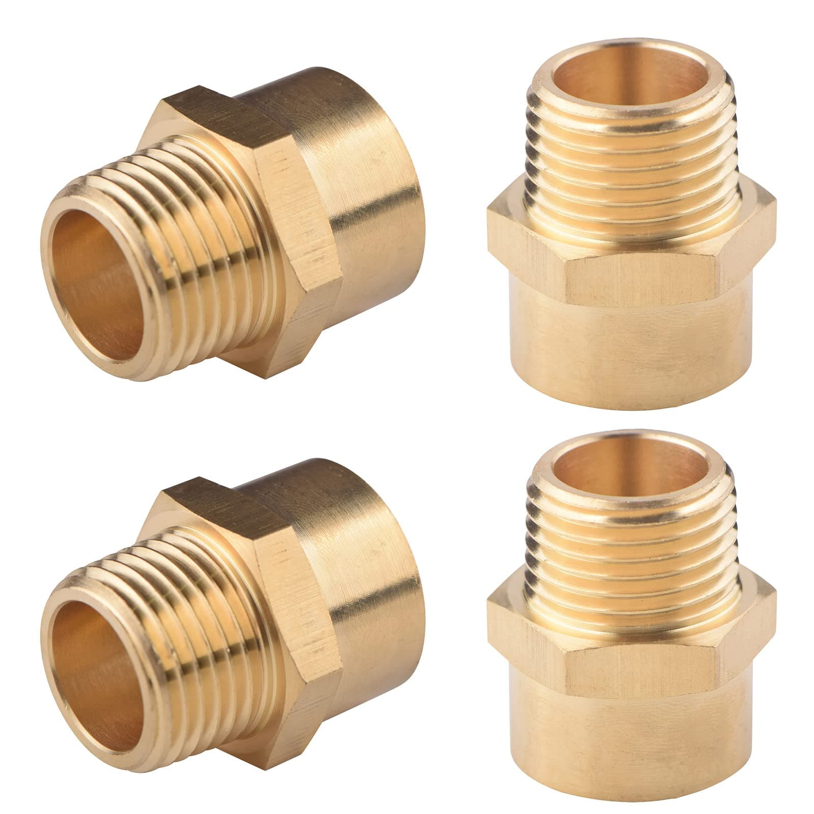 4 Pack G 1/2 (BSP) Female Thread to US 1/2 NPT Male Thread Brass Pipe Fitting Adapter,G to NPT Adapter 1/2 Inch Converter Connector