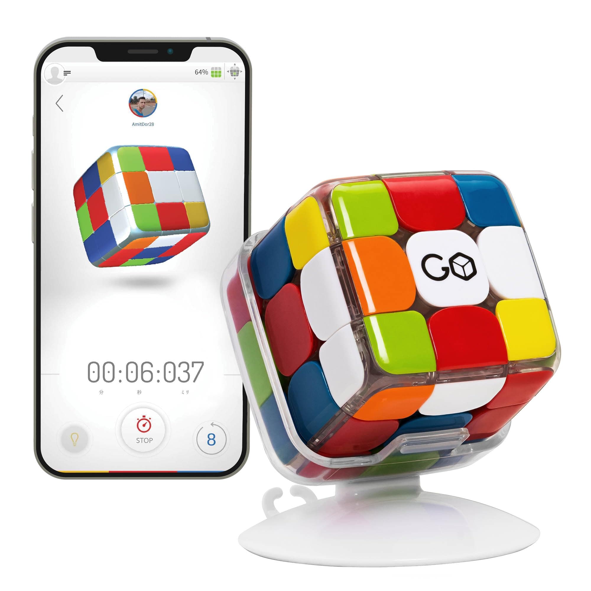 GoCube Edge Evolution 3x3 Puzzle, App, Bluetooth Connection, Automatic Tracking Movement, Learning Strategy, Smart Cube Puzzle, Brain Training, Screen Time Brain Training STEM Toy for Gift