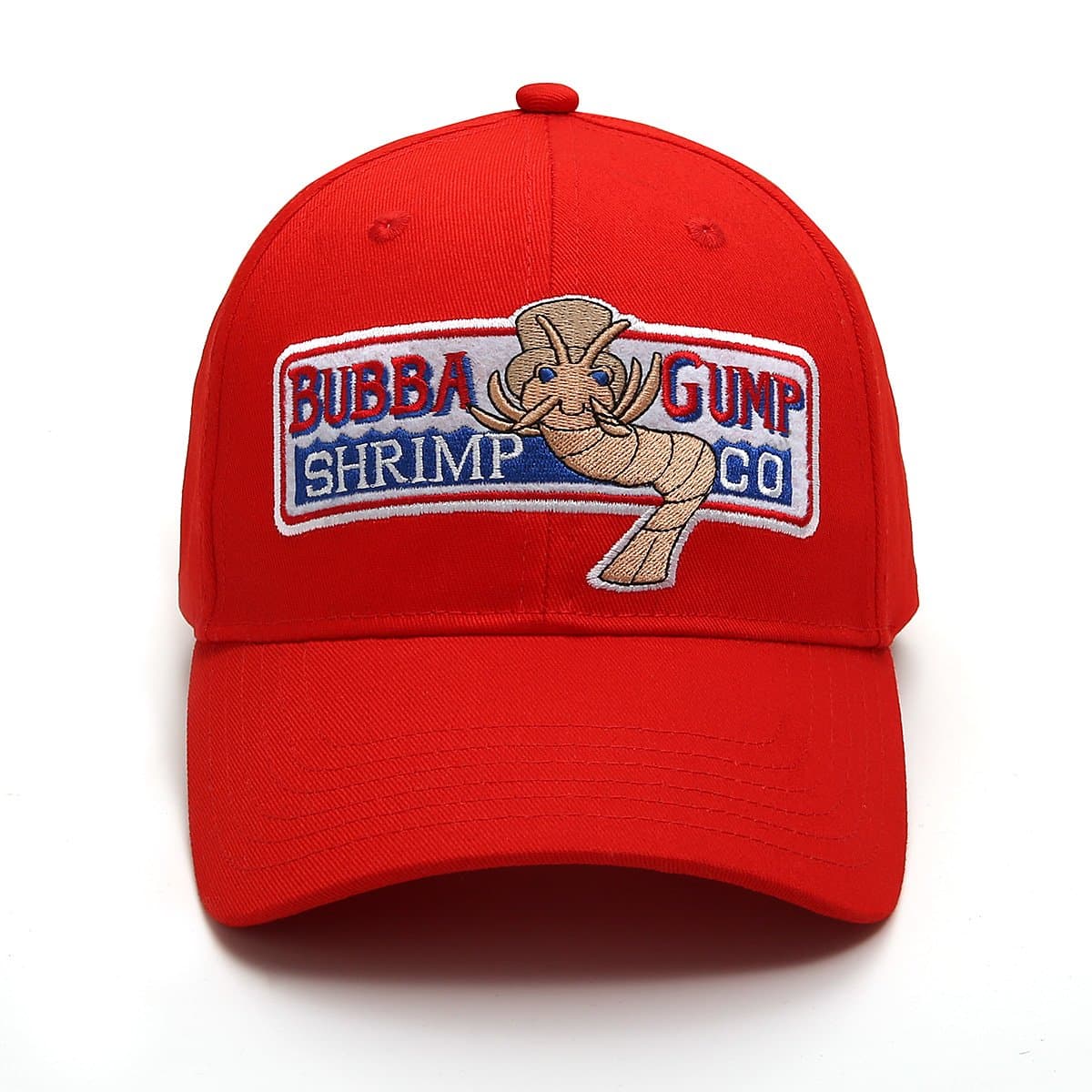 Adjustable Bubba Gump Baseball Cap Shrimp Co. Embroidered Hat (Red) (Bend Brimmed), Bend Brimmed, One size