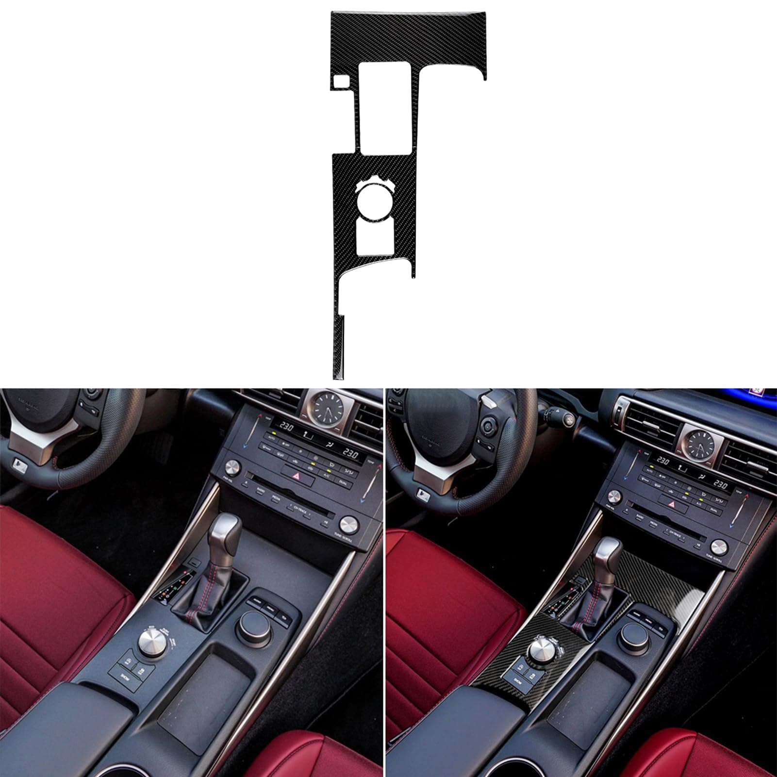 Car Center Console Gear Shift Panel Cover Decal Compatible with Lexus ​IS250 2014 2015 / IS200t 2016 2017 / IS300 2016-2020 / IS350 2014-2020 Carbon Fiber Interior Trim Accessories Black - A