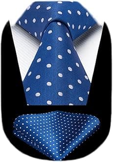 Polka Dot Ties for Men Classic Silk Ties and Pocket Square Formal Business Necktie Handkerchief Wedding Party