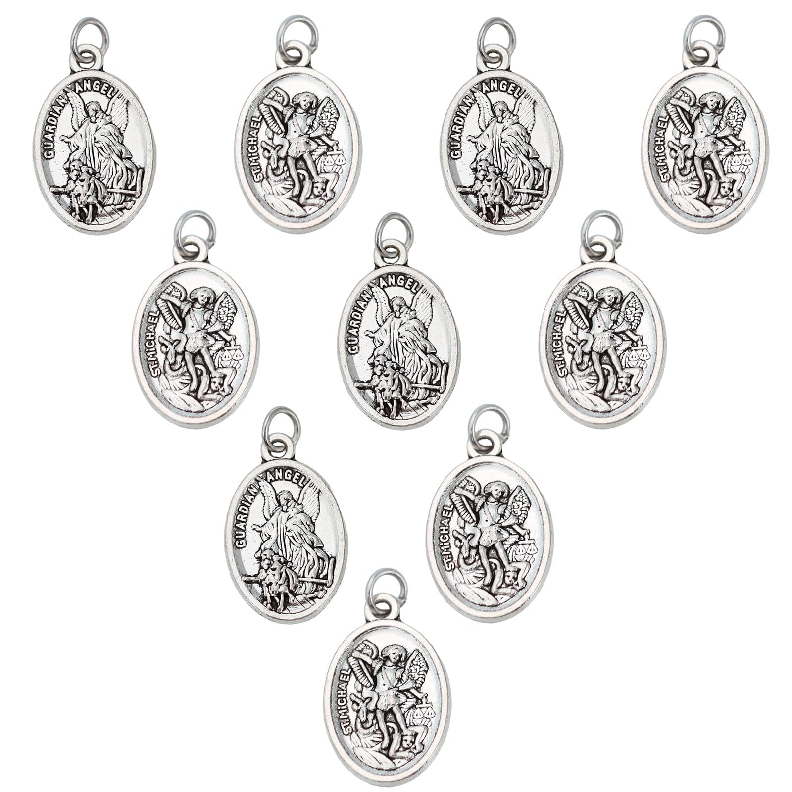 Brilucky 10 Pcs St Michael Medal Saint Michael Pendant,St Michael Pendant for Archangel Michael Necklace,San Miguel Arcangel Medalla Religious Medals for Men Women