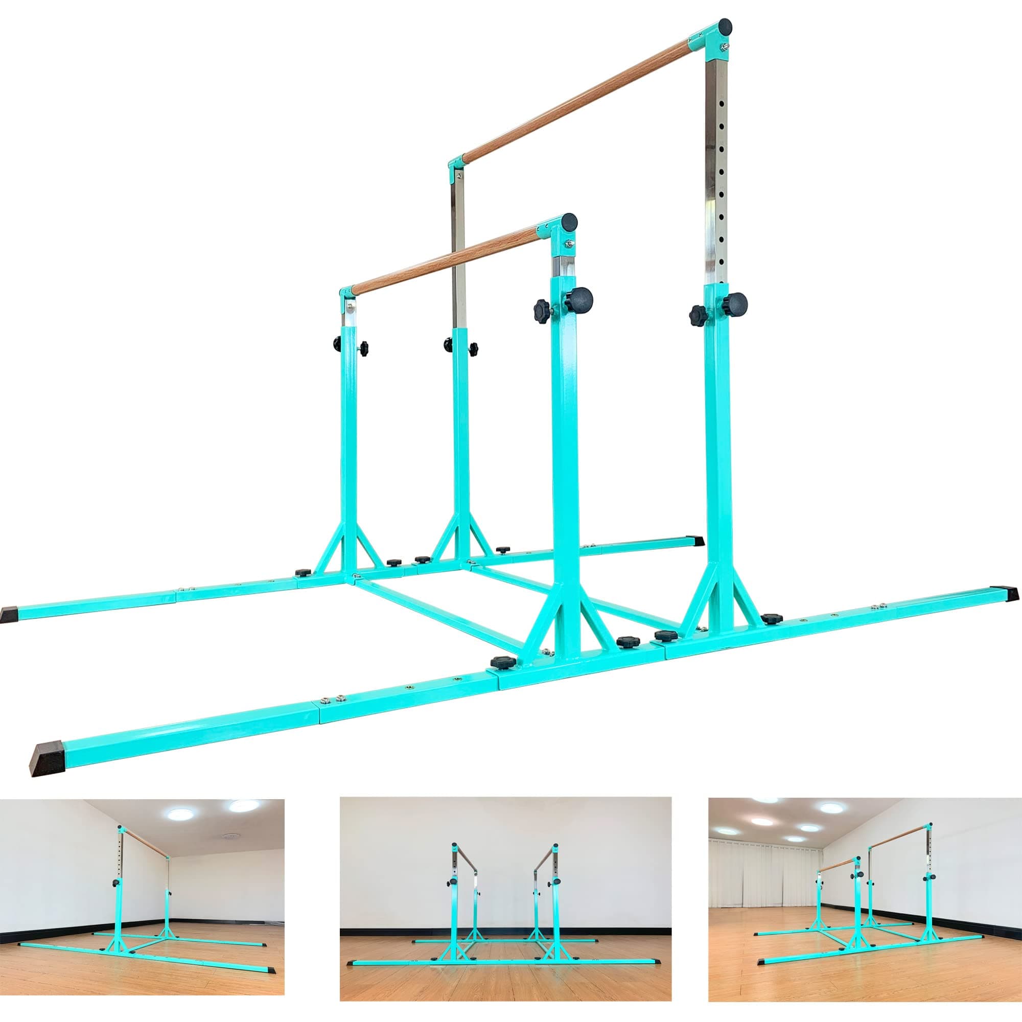 MARFULA Gymnastics Double Horizontal Bars 3Play Gymnastic Parallel Bars Uneven Bars Gymnastics Training Bar with 304 Stainless Steel Regulating Arms & Fiberglass Rail for Indoor Outdoor Home Club Use