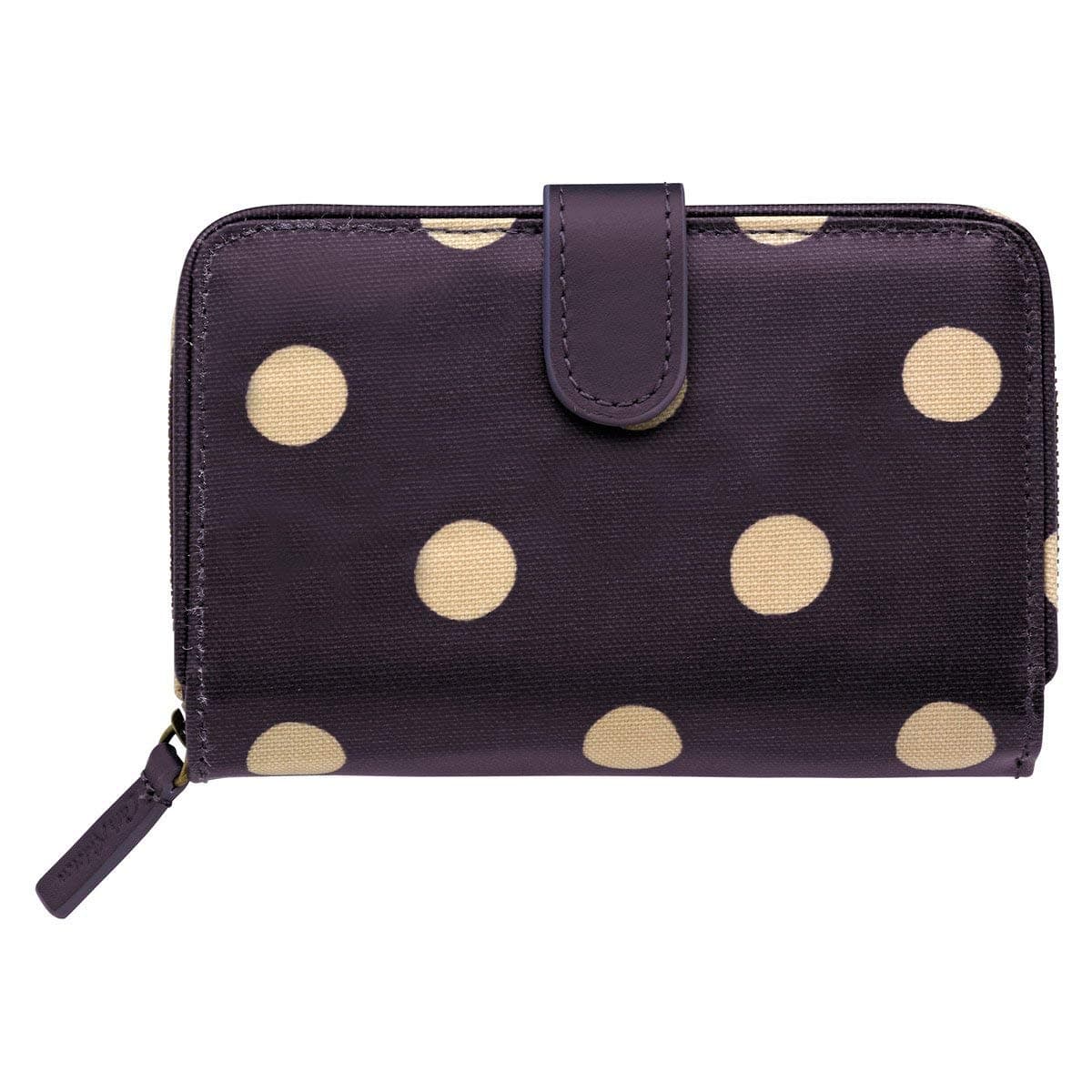 Cath Kidston Folded Zip Wallet with leather Button Spot - Grape 515344