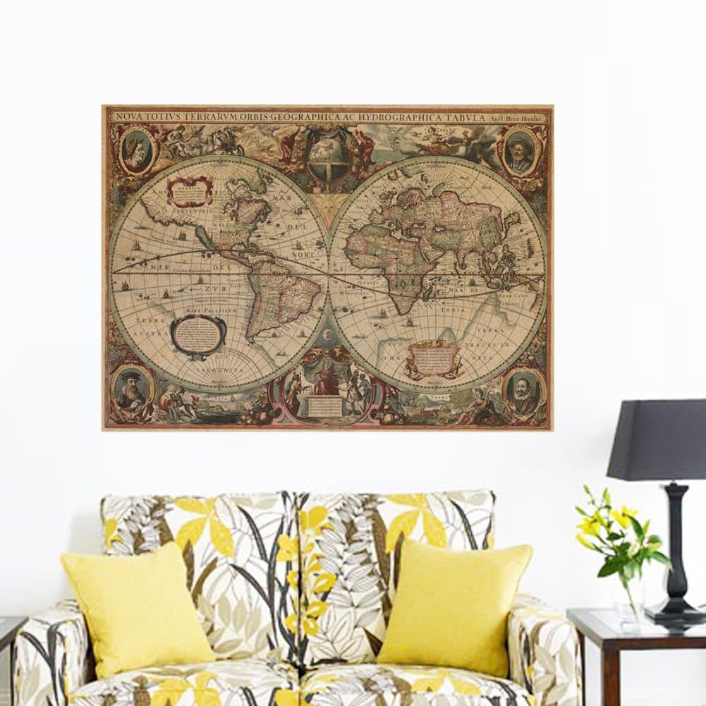 Vintage Retro Navigation Chart Map IN 1641 Poster Wall Kraft Paper( NO FRAME )