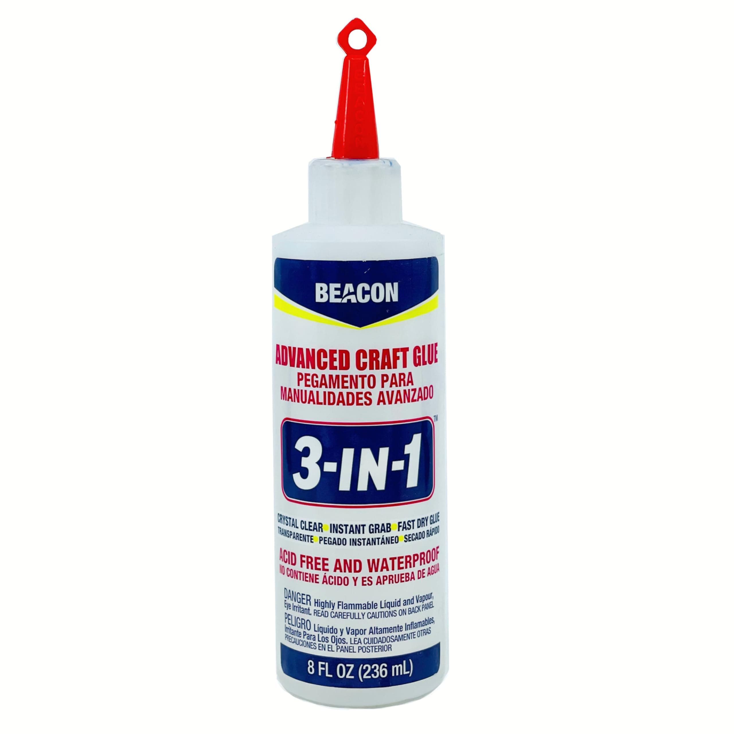 BEACON 3-in-1 Advanced Craft Glue - Fast-Drying, Crystal Clear Adhesive for Wood, Ceramics, Fabrics, and More, 8-Ounce