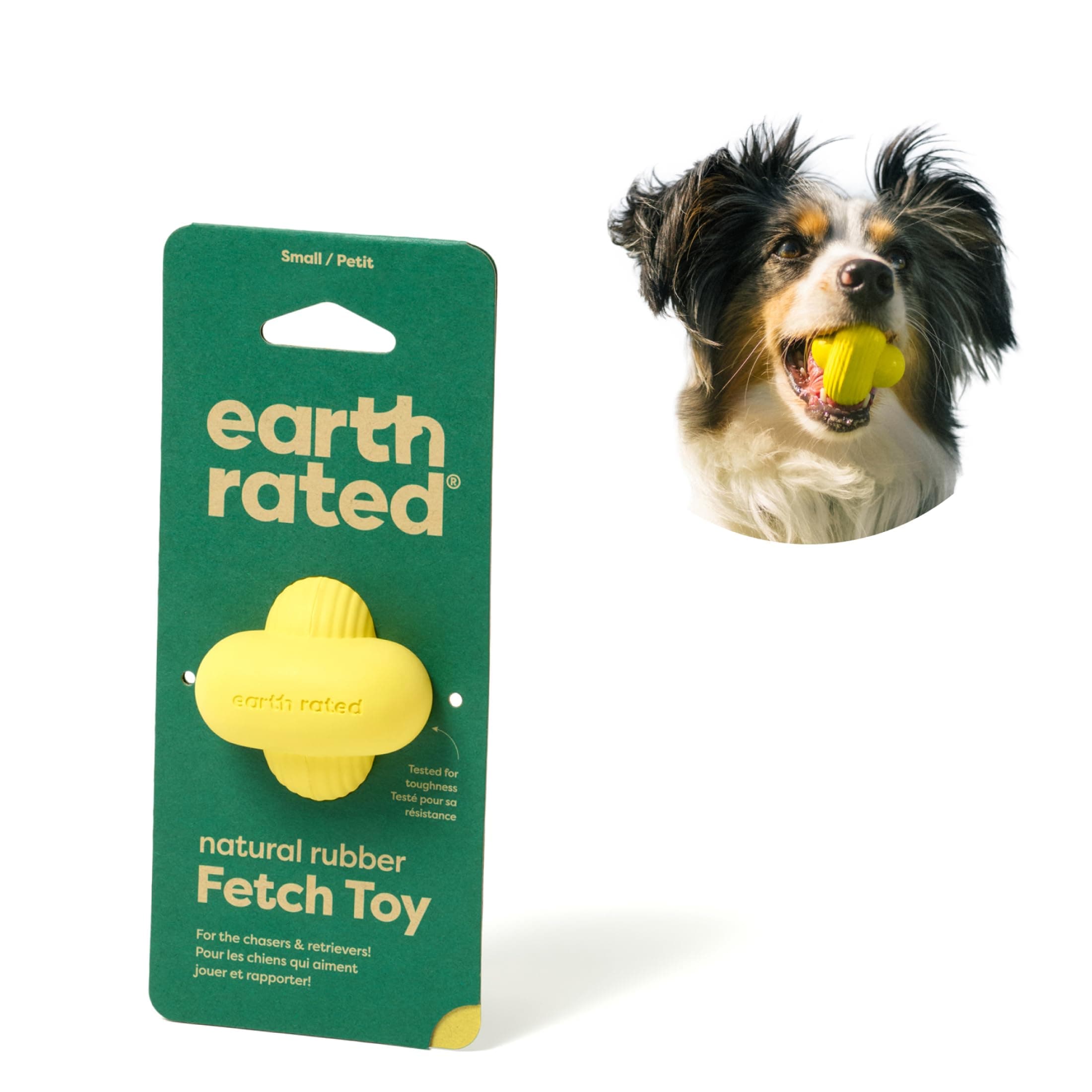 Earth Rated Dog Ball, Interactive Fetch Toy for Small, Medium, and Large Breeds, Comes in Multiple Sizes, Made with Natural Rubber, Perfect for Indoor and Outdoor Use, Small, Yellow