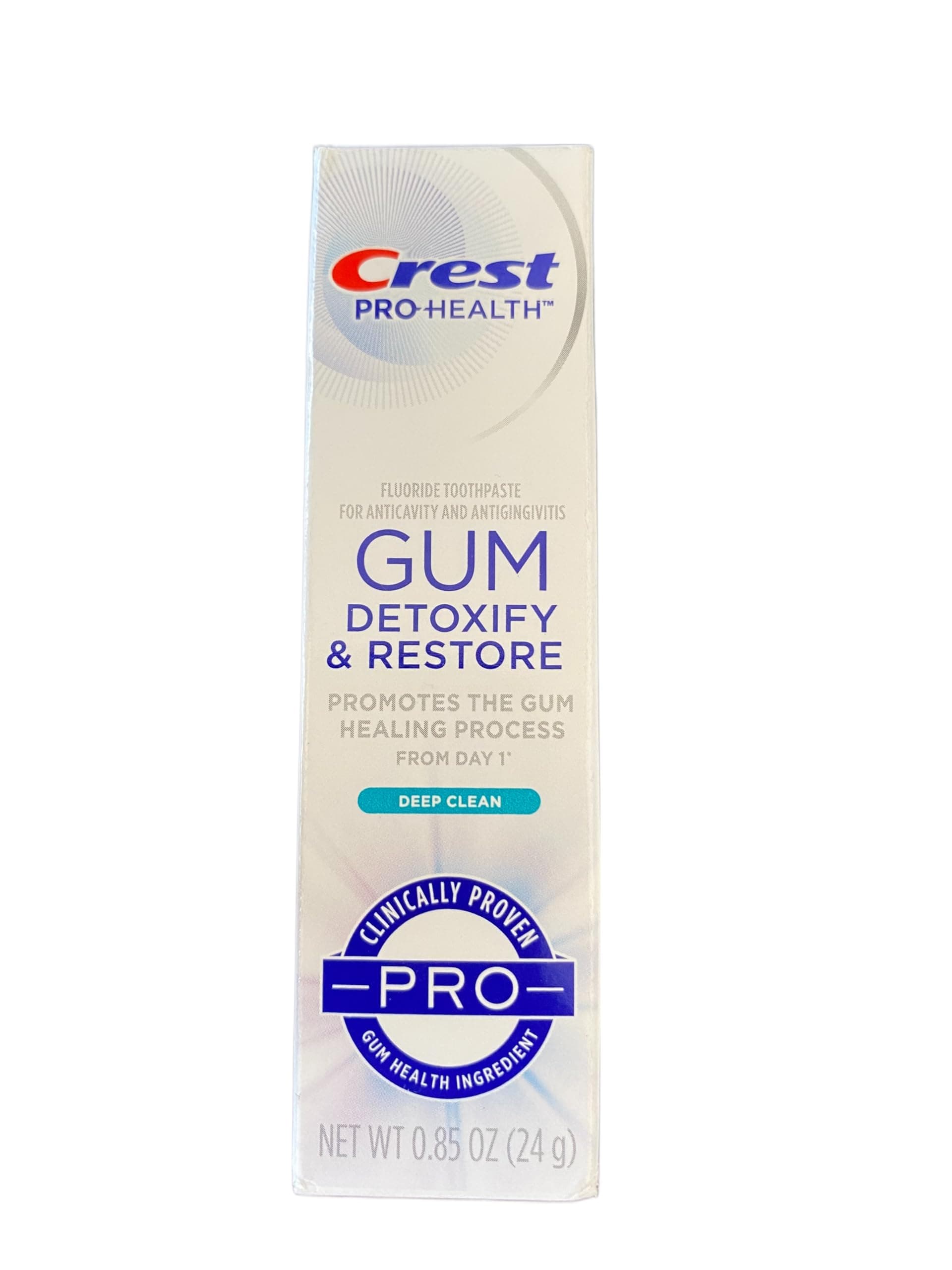 CrestGum Detoxify & Restore PRO Toothpaste, Deep Cleean 0.85oz (24g) - Pack of 6