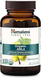 Organic Amla - Herbal Immune Support Supplement with Adaptogen and Antioxidant - USDA Organic, Vegan, Non-GMO, Gluten Free, 600 mg, 60 Caplets