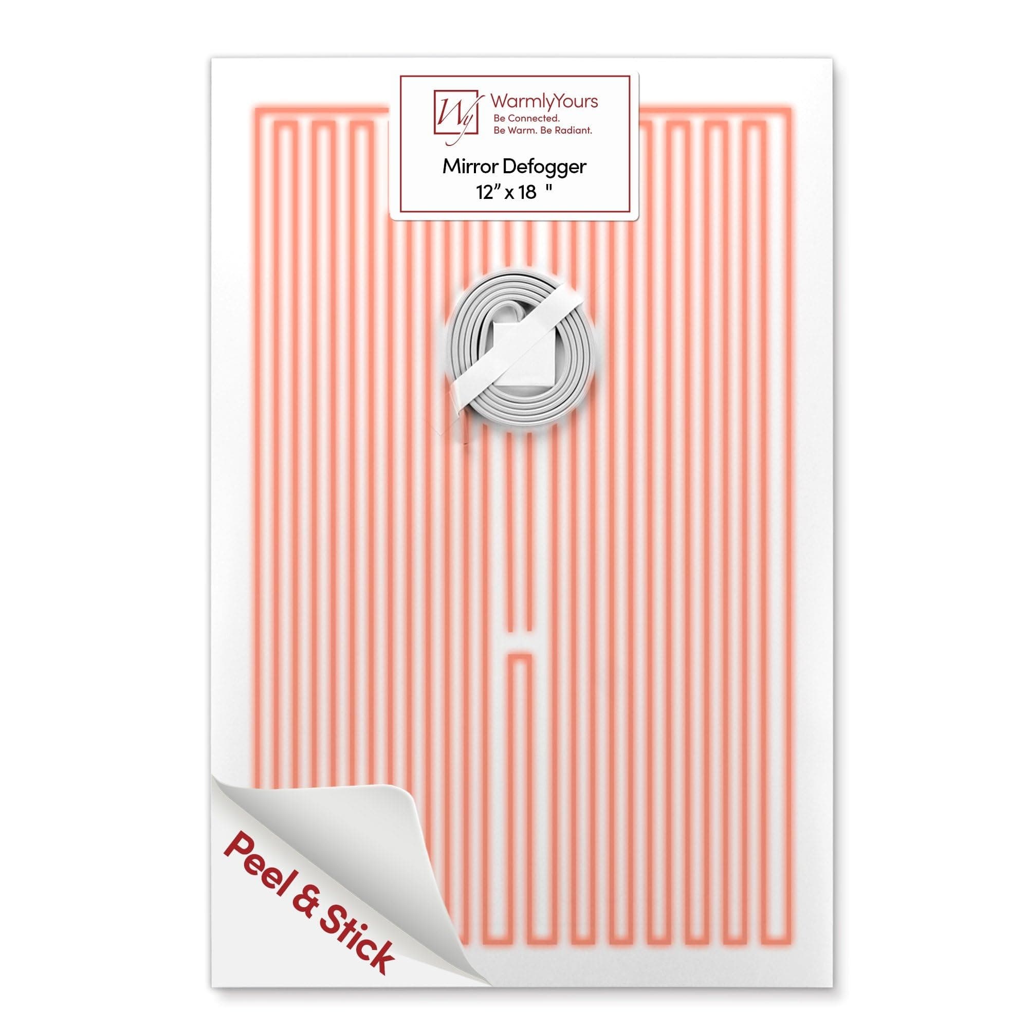WarmlyYours Heated Mirror Defogger Rectangular 12x18 in. Self-Adhesive Anti Fog and Steam Electric Pad for Existing Bathroom Wall Mirrors