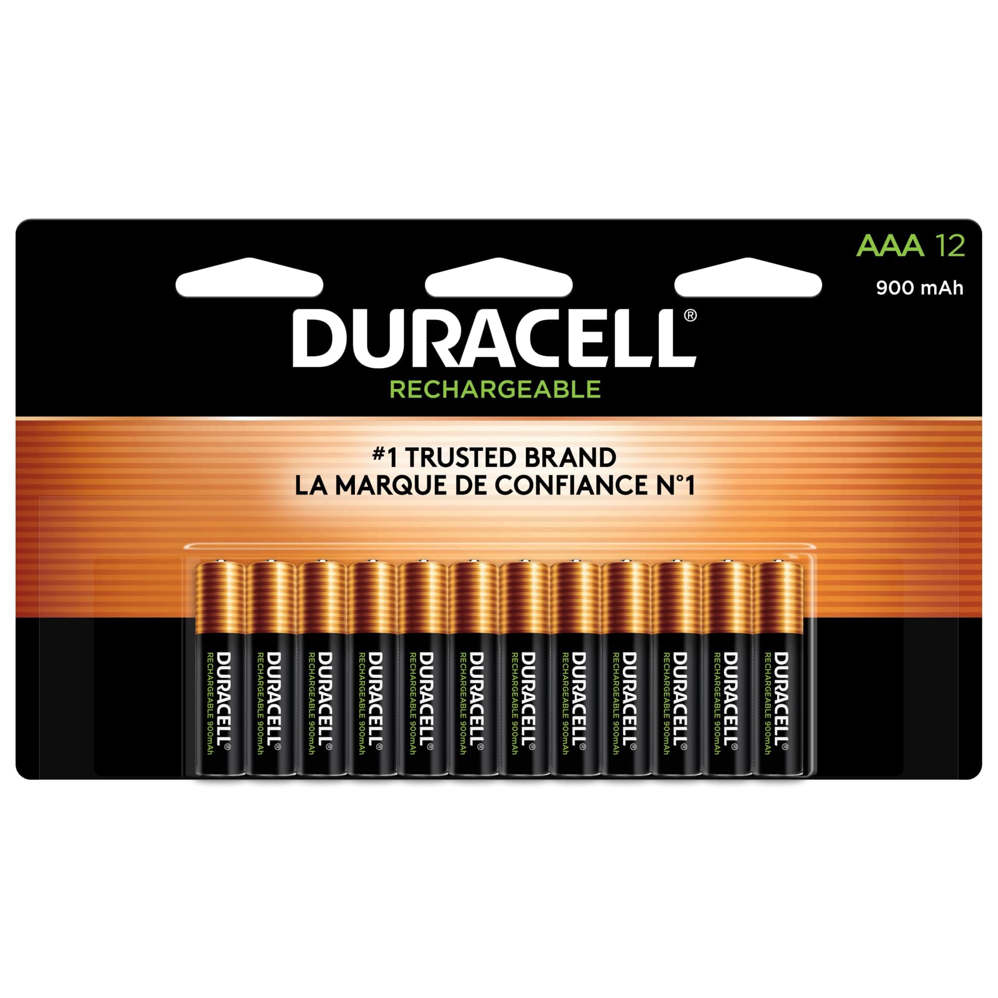 Duracell Rechargeable AAA Batteries, 12 Count Pack, Triple A Battery for Long-lasting Power, All-Purpose Pre-Charged Battery for Household and Business Devices
