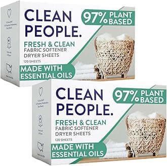 The Clean People Fabric Softener Sheets - Dryer Sheets - Softens & Removes Static Cling - Vegan Laundry Softener, Essential Oils (240 Count, Fresh Scent)