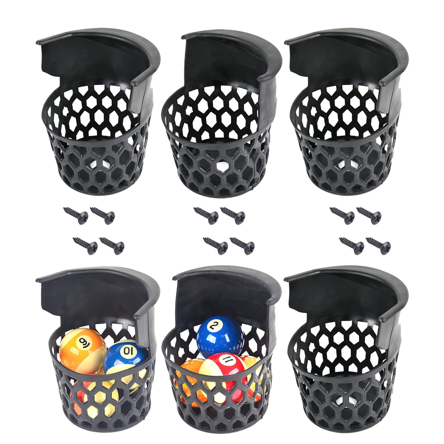 Billiard Pool Table Pockets Heavy Duty PU Leather Billiard Pockets Set of 6，Including 4 Corner Pockets and 2 Side Pockets