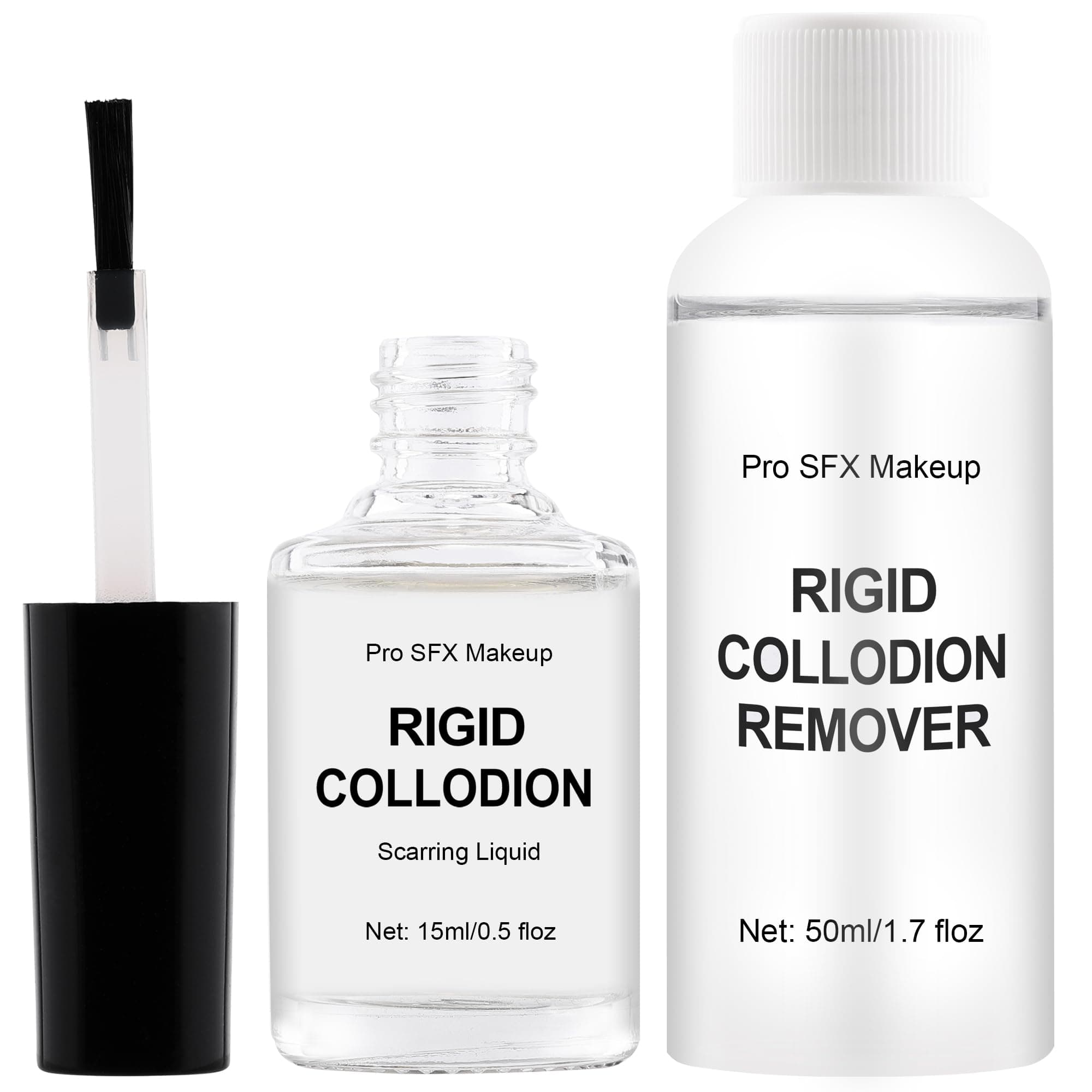 Rigid Collodion Special Effects SFX Makeup Combo Kit, Scarring Liquid & Remover, Realistic Scar Makeup For Halloween Costume Stage Theater, Latex-Free