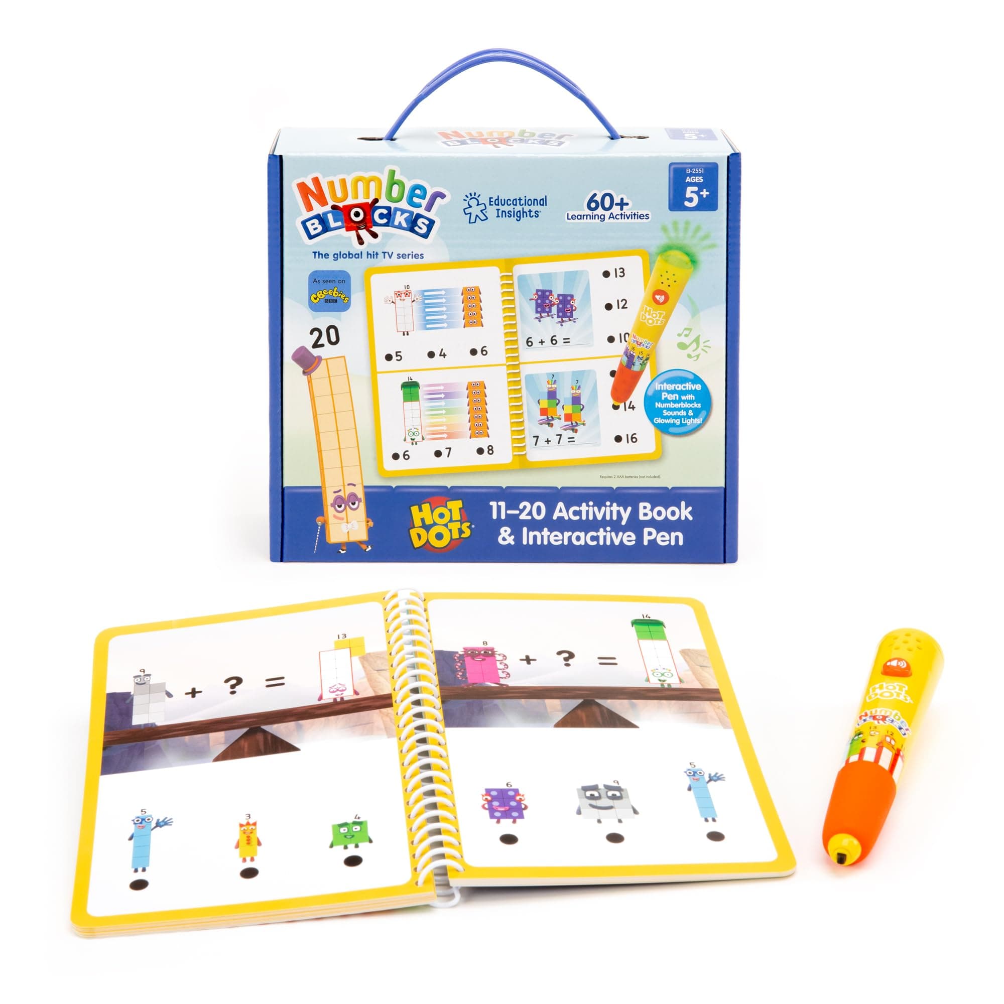 Educational Insights Hot Dots Numberblocks Workbook Numbers 11-20 with Interactive Pen, 60+ Activities, Gift for Kids Ages 5+
