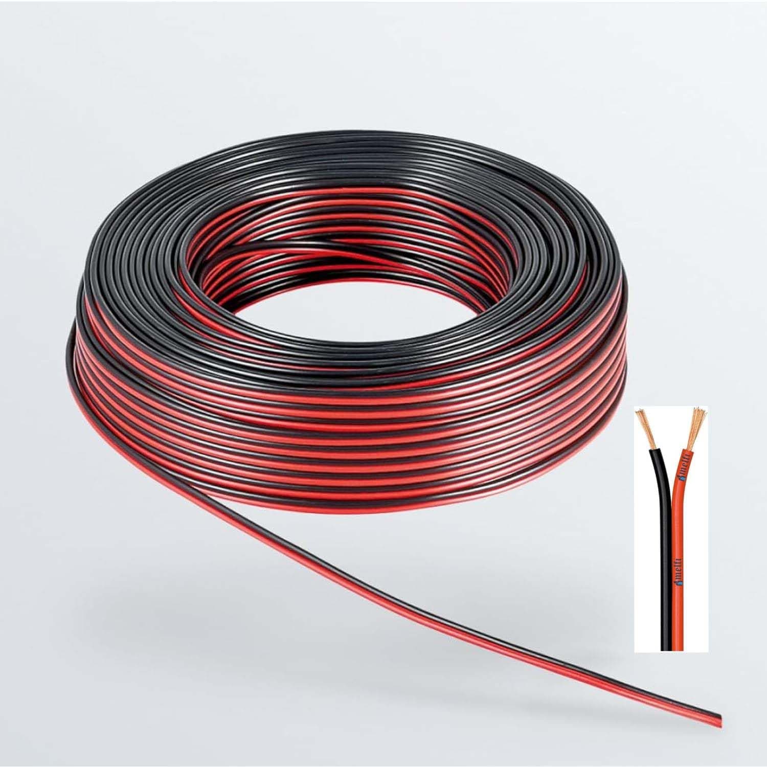 2 Core .75mm Speaker Cable Wire - Ideal For Home Hifi/car Audio, 32mtr For Car Speakers, Stereos, Subwoofers And Home Theater (RED&BLACK)