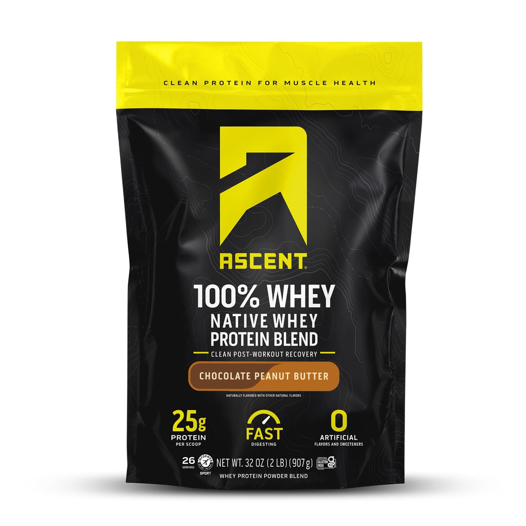 100% Whey Protein Powder - Post Workout Whey Protein Isolate, Zero Artificial Flavors & Sweeteners, Gluten Free, 5.5g BCAA, 2.6g Leucine, Essential Amino Acids, Chocolate Peanut Butter 2 lb