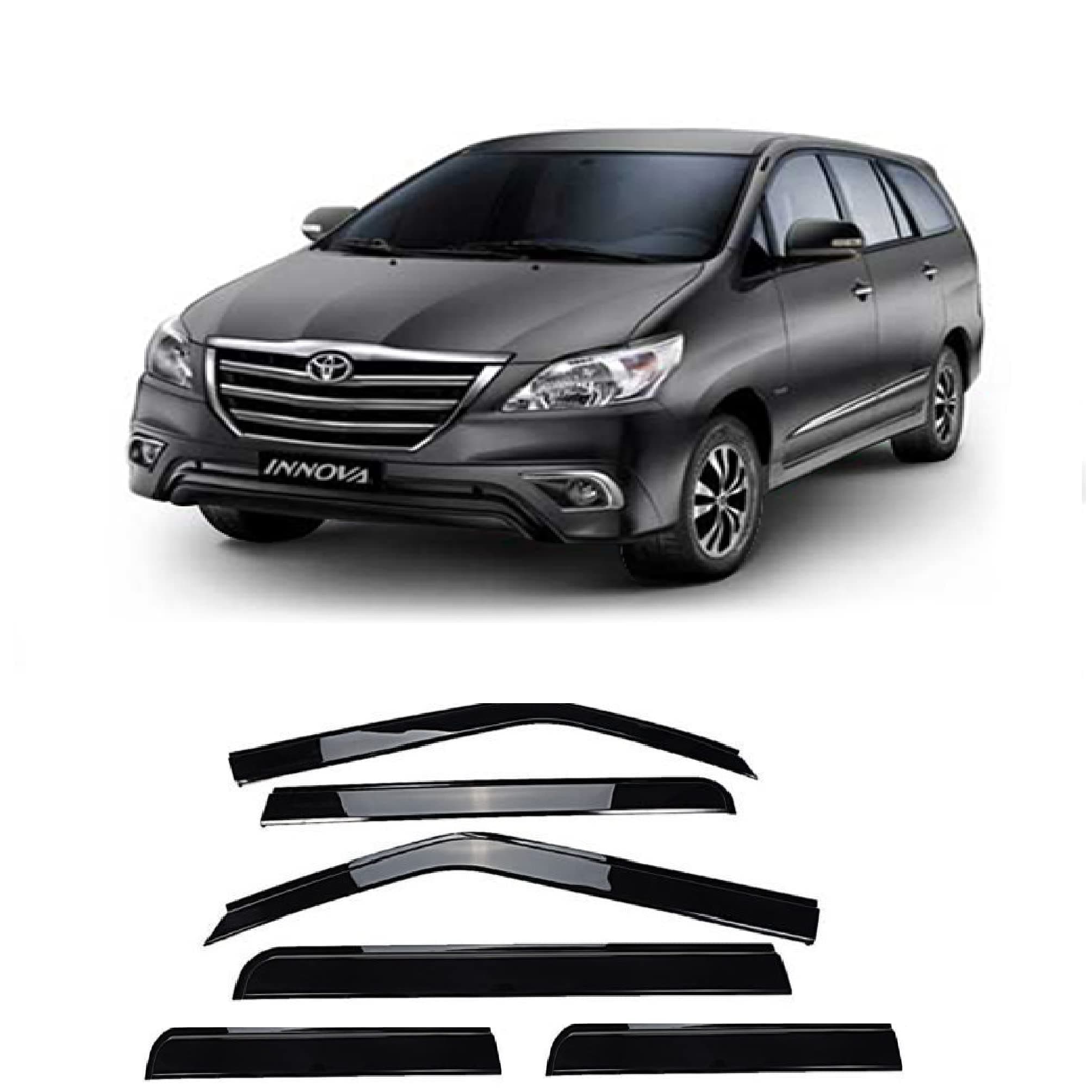 Plastic Car Window Door Visor Rain Guard Side Wind Deflector Compatible with Toyota Innova Old (Set of 6)
