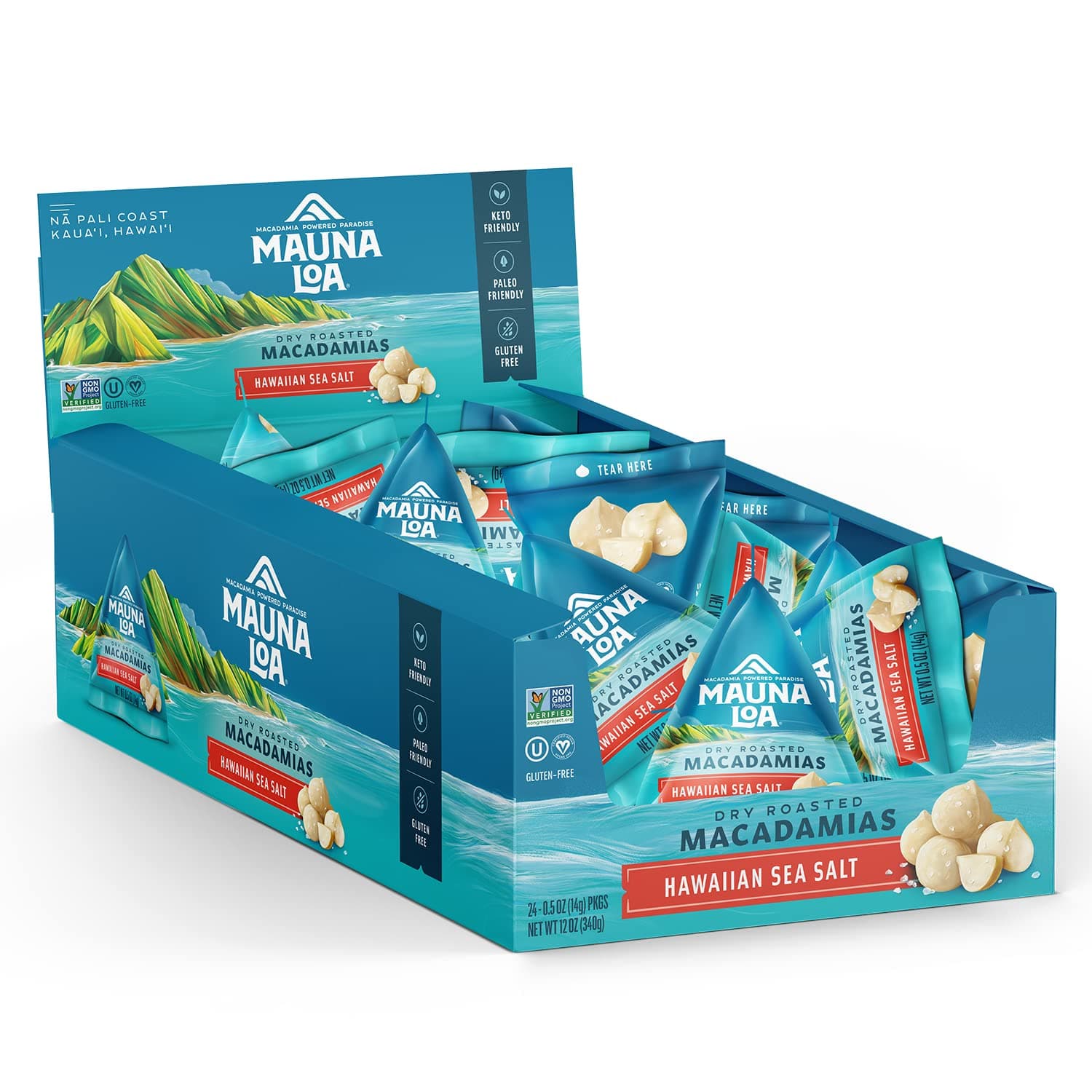 Mauna Loa Dry Roasted & Salted Macadamia Nuts, 0.5-Ounce Triangle Pack (Pack Of 24)