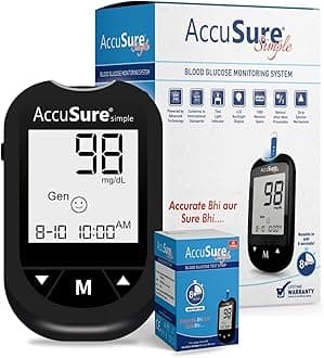 Simple Digital Glucometer Kit |with 25 Strips,10 Lancet,1 Lancing device for Accurate Blood Glucose Sugar Testing Machine