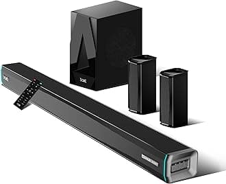 Aavante Bar 5400D, 550W Dolby Audio, 5.1 CH with Wireless Subwoofer & Satellites,LED Modes & Display,Decor Enhancing Design, Bluetooth Sound Bar, Home Theatre Soundbar Speaker (Premium Black)