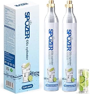 60L CO2 Cylinder for SodaStream, CO2 Canister Threaded Cylinders Compatible w/All Threaded 'Screw-In' Soda Makers, FIZZ, ONE TOUCH, JET, etc. - Set of 2