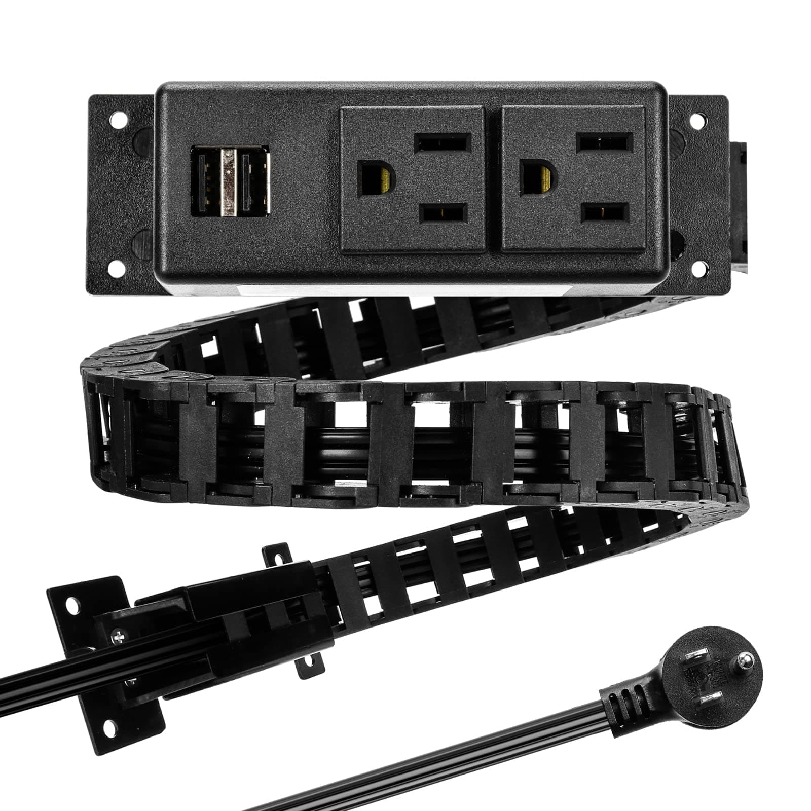 Briidea Drawer Outlet Kit with Two 15Amp AC Outlets & Two USB-A Ports, a Necessary Storage Assistant for Bathroom, Bedroom, Kitchen