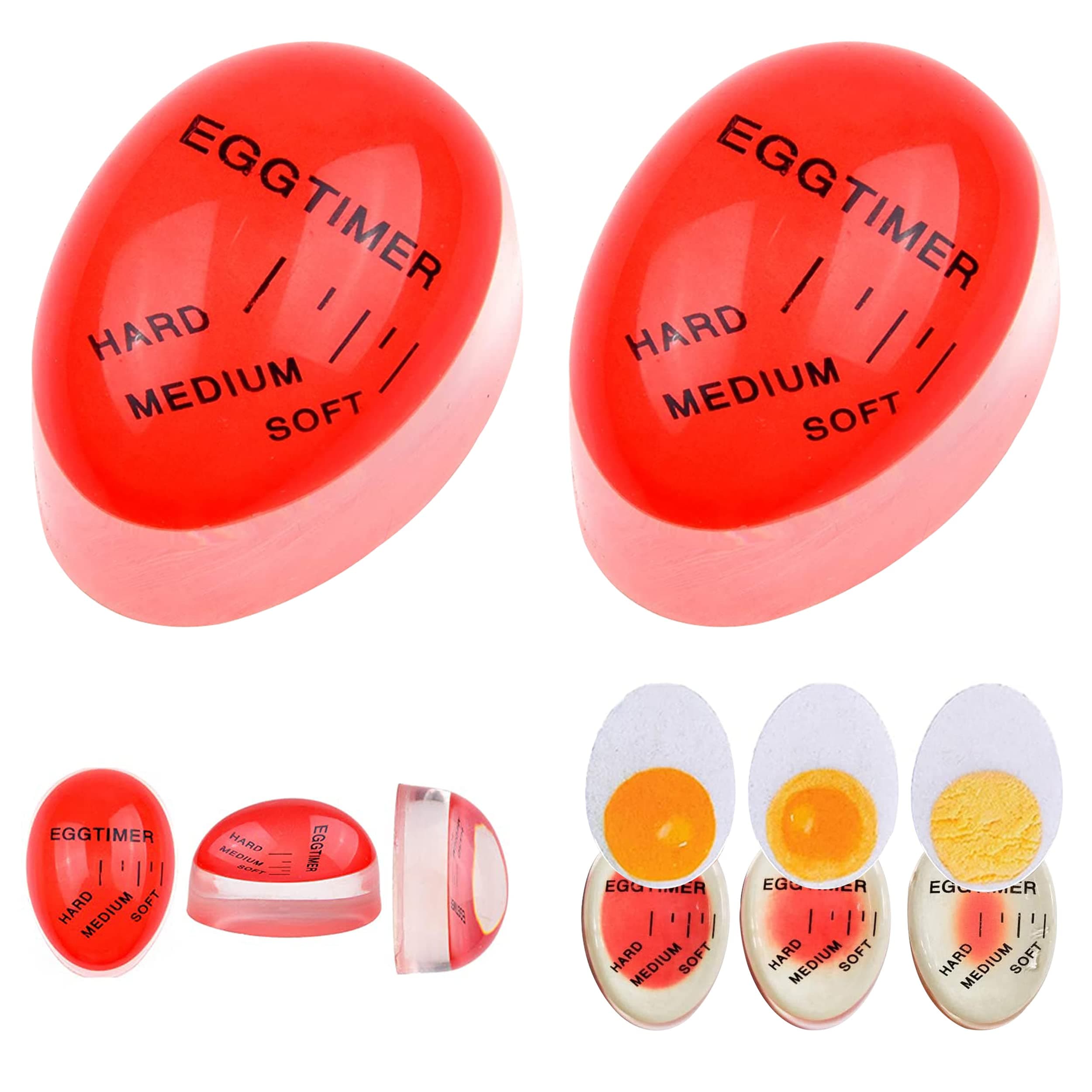 2Pcs Egg Timer,Colour Changing Boiled Egg Timer,Color Changing Indicator Soft Medium and Hard Boiled Eggs Heat Sensitive Safe Durable Kitchen Tool for Breakfast,Cooking Kitchen,Gift and Home Use