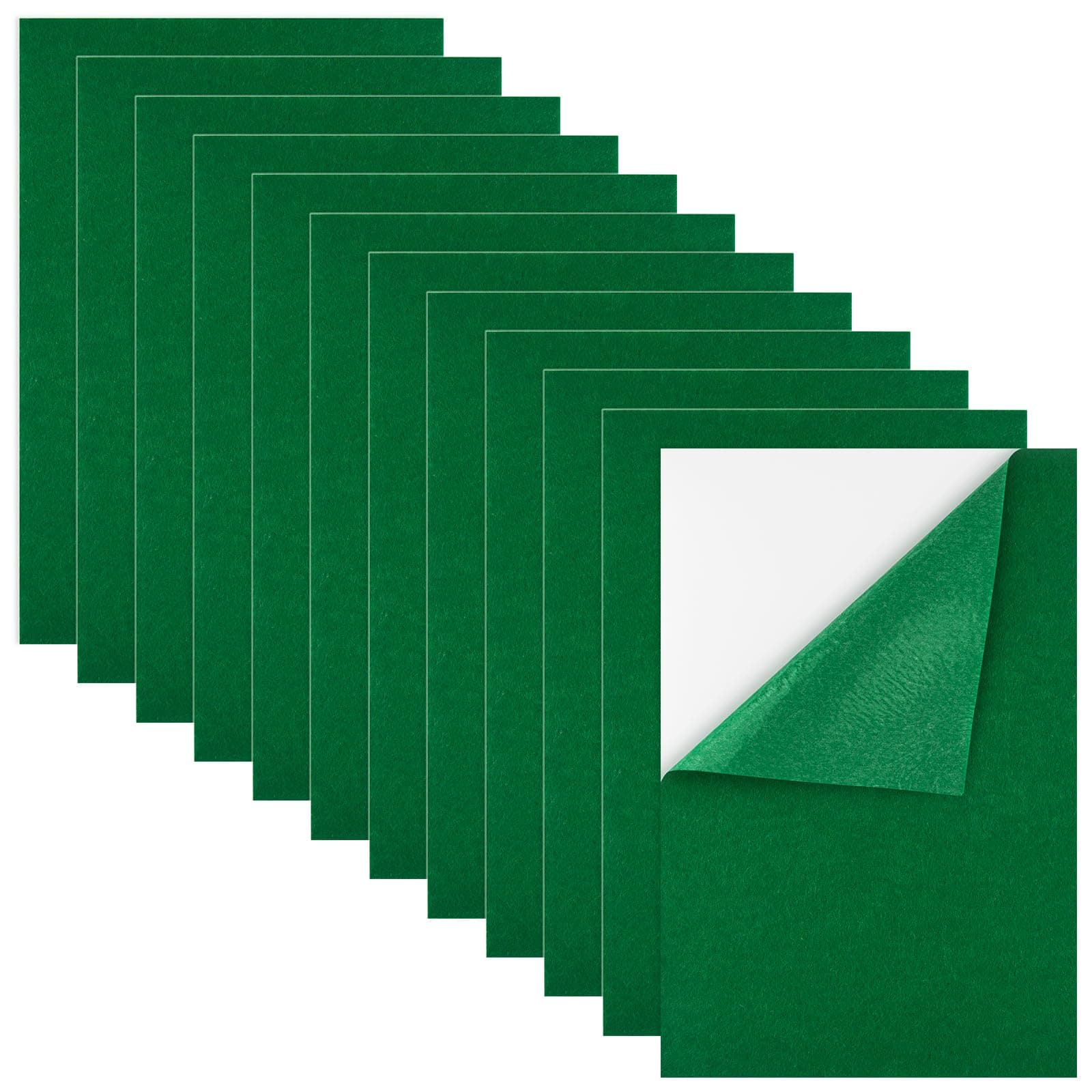 Morcheiong 12 Pcs Self Adhesive Felt Sheet Soft Felt Sheets with Adhesive Backing for Sewing Craft and Art Project(7.9" x 11.8"/20x30cm)- Green