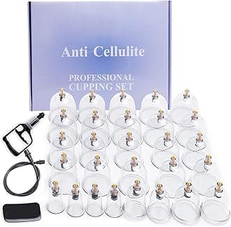 Cupping Set Massage Therapy Cups, 32 Vacuum Cups, Myofascial Releaser Professional Cupping Therapy Sets with Hand Pumps and Detailed Cupping Book, Suction Hijama Cupping Set with Gua Sha Tool