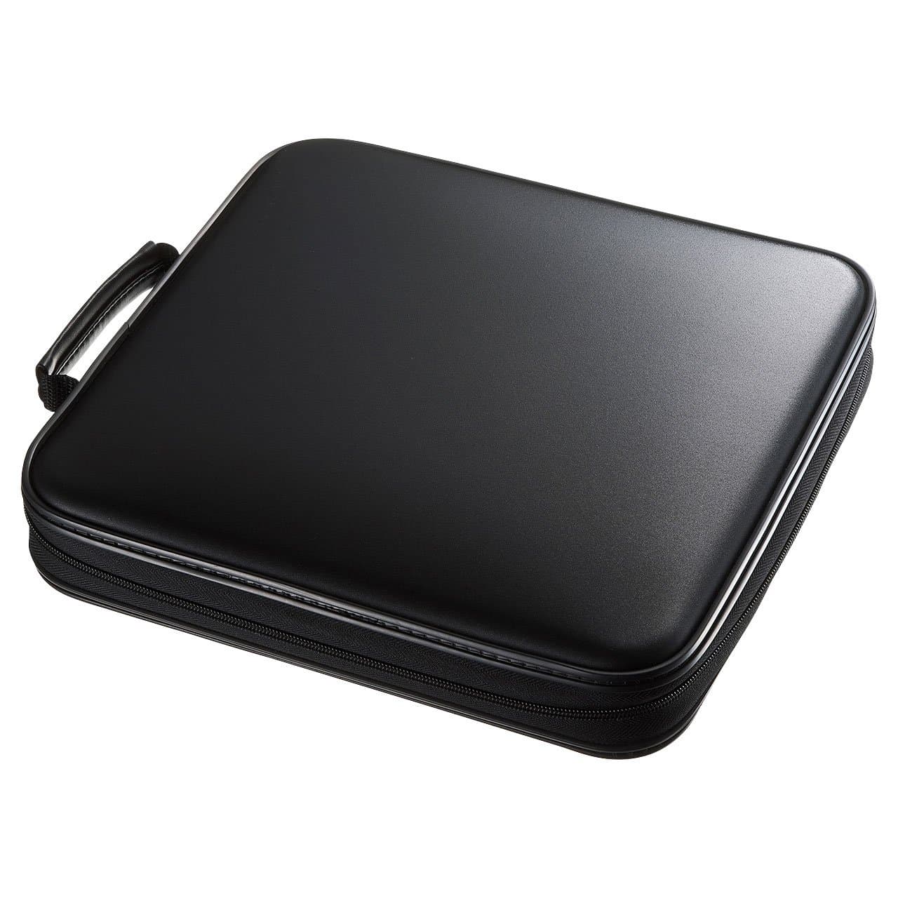 160 Capacity CD Case, Large CD Sleeves, Portable DVD VCD Storage Box, Portable Zipper Bag, EVA Protective Blu-ray Wallet with Handle, for Car, Home, Office, Games Disc, Audio Music, Black