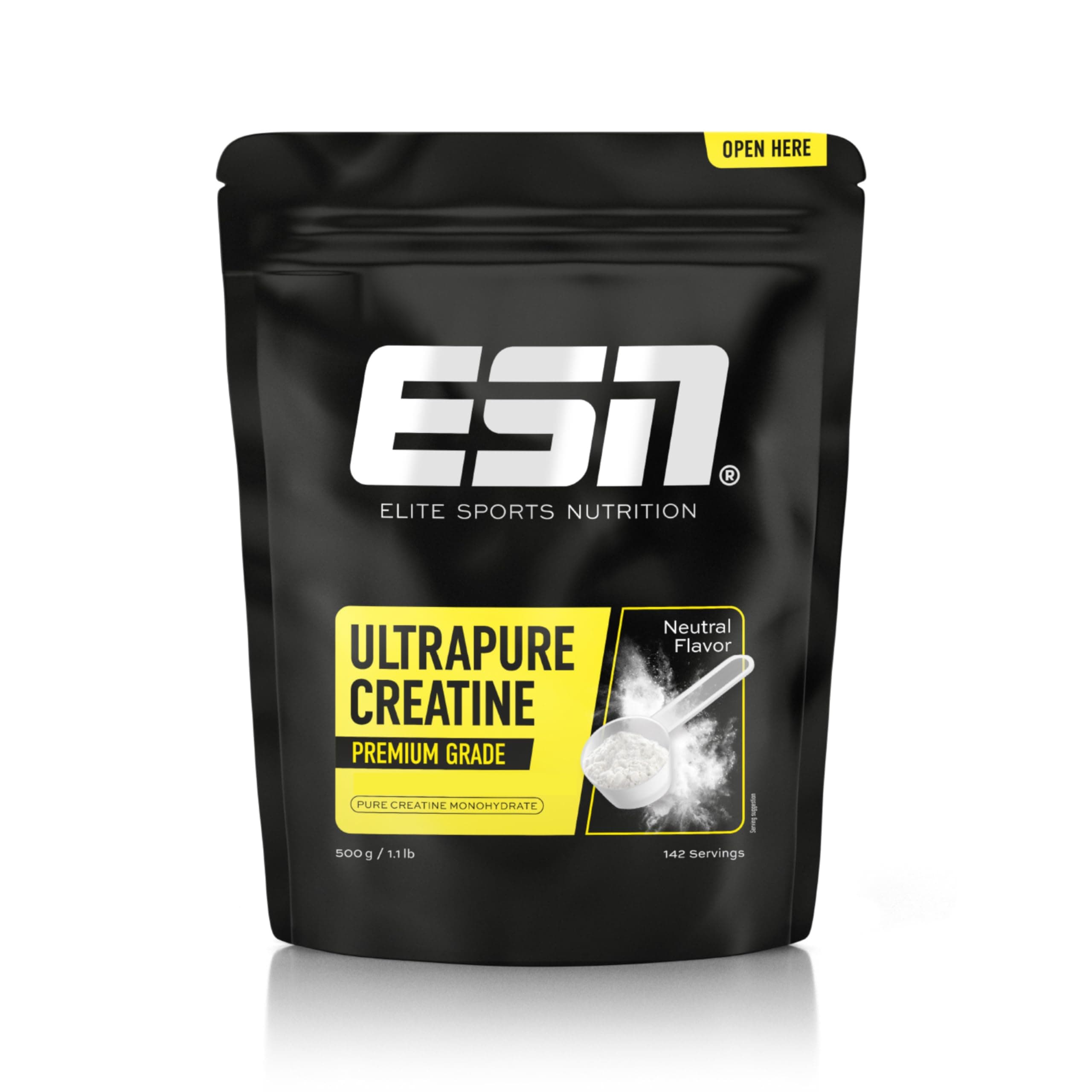 ESN Ultrapure Creatine Monohydrate - Able to increase physical performance during short, high-intensity phases - 500g