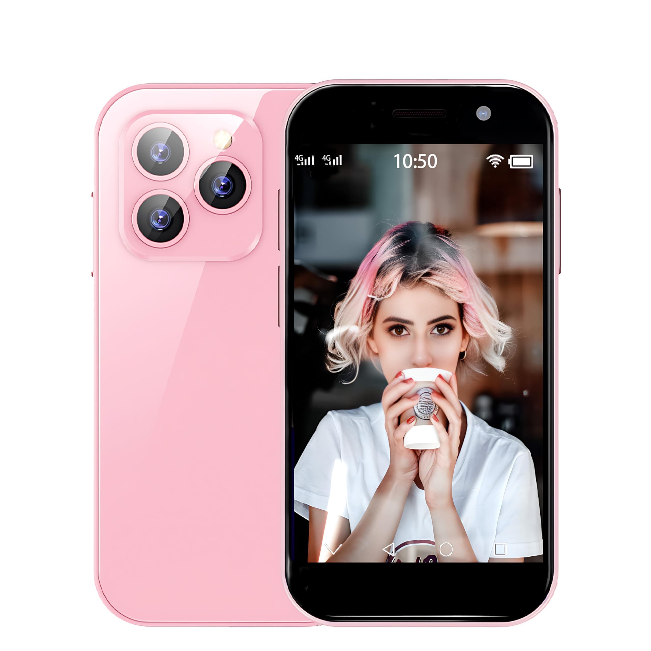 Mini Smartphone 4G Unlocked 3.0 Inch Android Quad Core Dual Sim Face ID Premium Child Phone 2600mAh Kids Small Mobile Phone Student Pocket Cellphone (Dream Pink,2GB+16GB)