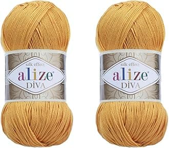 Diva Yarn 100% Microfiber Acrylic 2 Skeins 200gr 767 yds (Saffron)